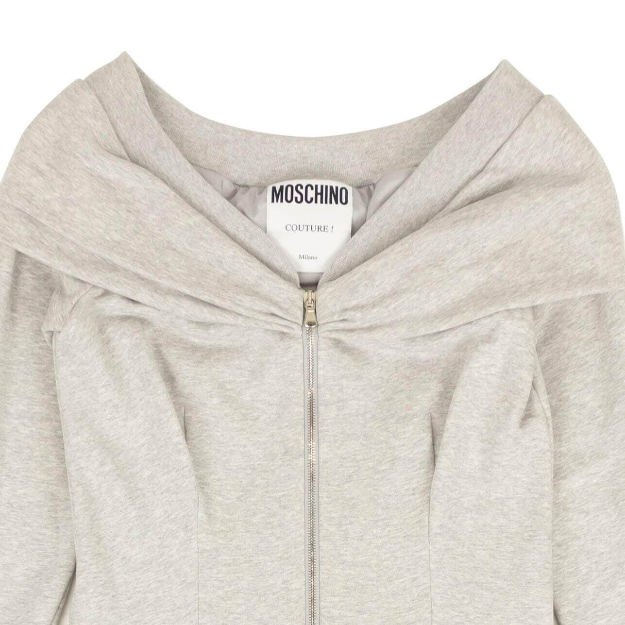 Moschino Couture 250-500, channelenable-all, chicmi, couponcollection, gender-womens, main-clothing, moschino-couture, size-36, size-38, size-40, size-44, womens-sweater-dresses Gray Zip-Up Flared Mini Sweatshirt Dress
