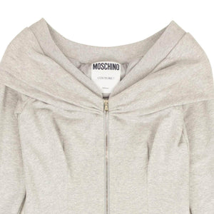 Moschino Couture 250-500, channelenable-all, chicmi, couponcollection, gender-womens, main-clothing, moschino-couture, size-36, size-38, size-40, size-44, womens-sweater-dresses Gray Zip-Up Flared Mini Sweatshirt Dress