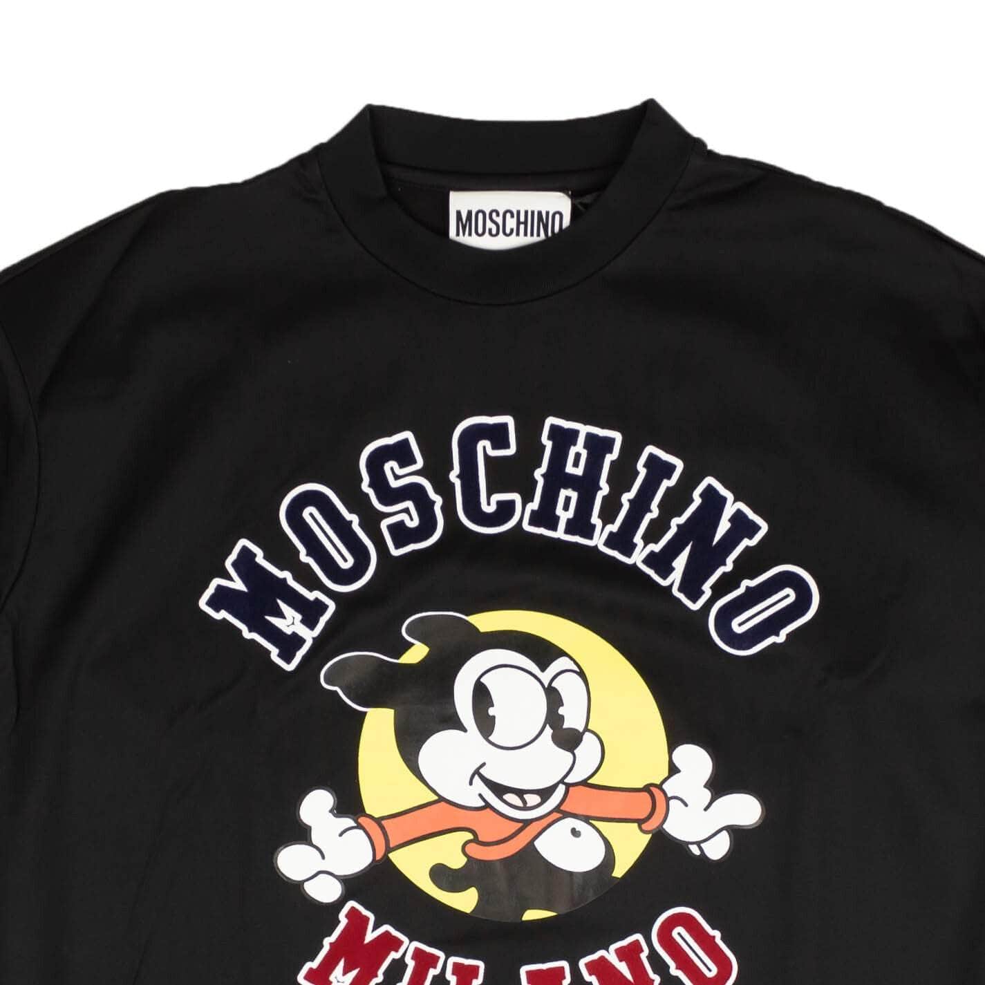 Moschino Couture channelenable-all, chicmi, couponcollection, gender-womens, main-clothing, moschino-couture, size-42, size-44, size-48, under-250, womens-hoodies-sweatshirts Black Crewneck Logo Sweatshirt Dress