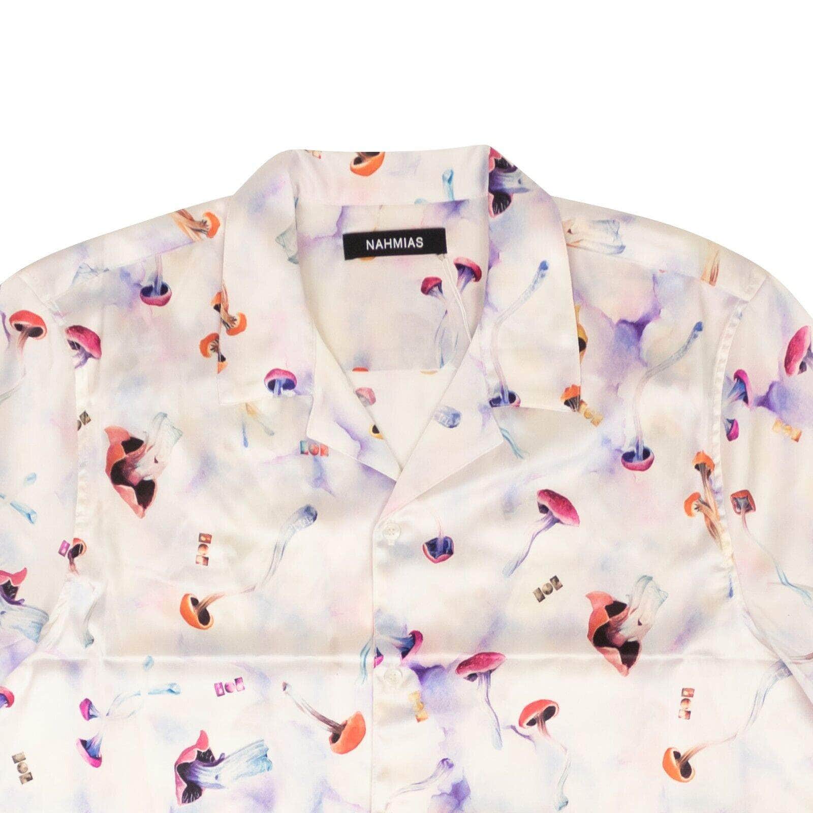 Nahmias 250-500, channelenable-all, chicmi, couponcollection, gender-mens, main-clothing, mens-shoes, nahmias, size-m, size-s, size-xl White Silk Pychedelic Mushroom Button Down Shirt