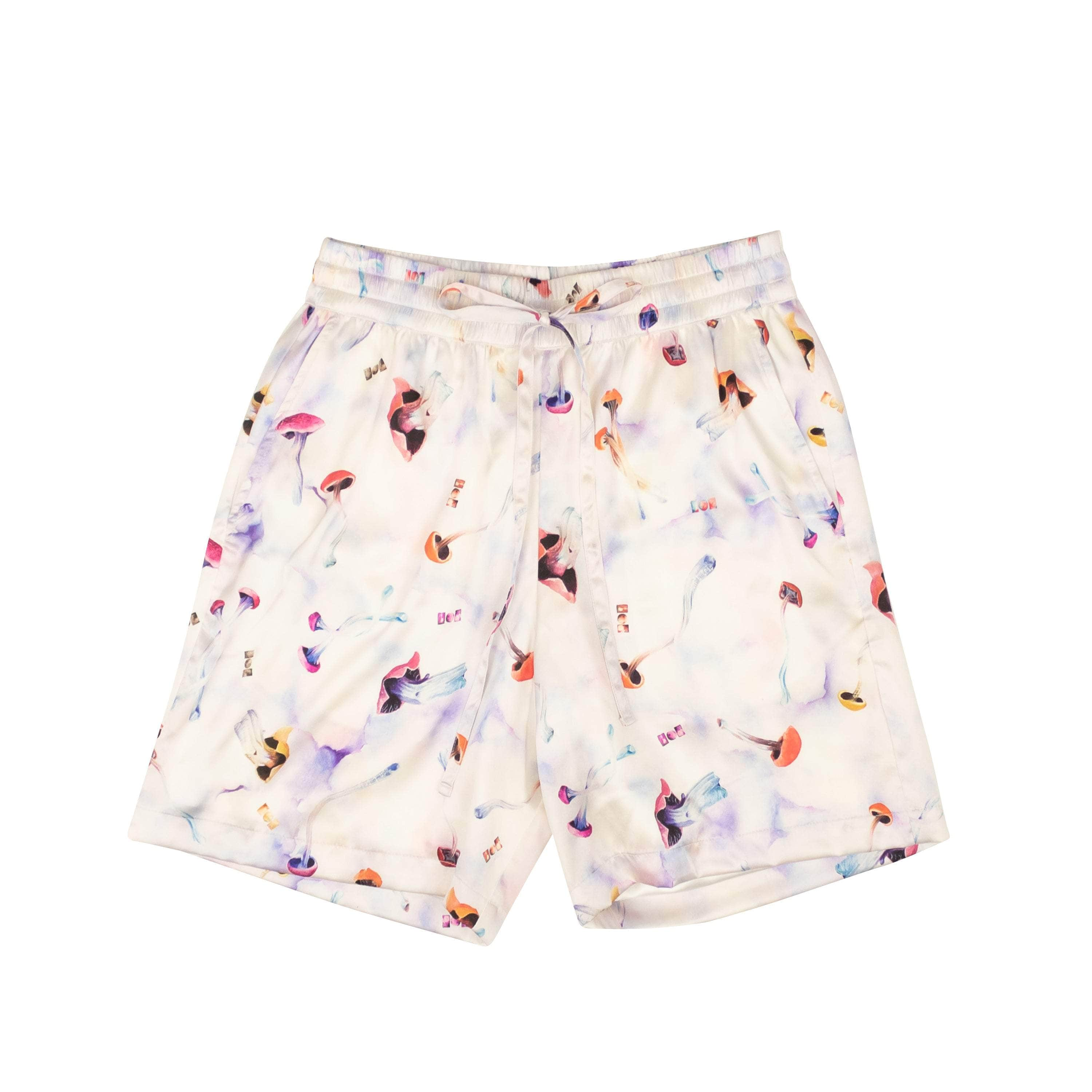 Nahmias NMS-XBTM-0005/M NWT NAHMIAS White Pychedelic Mushroom Print Silk Shorts Size M $580 NMS-XBTM-0005/M