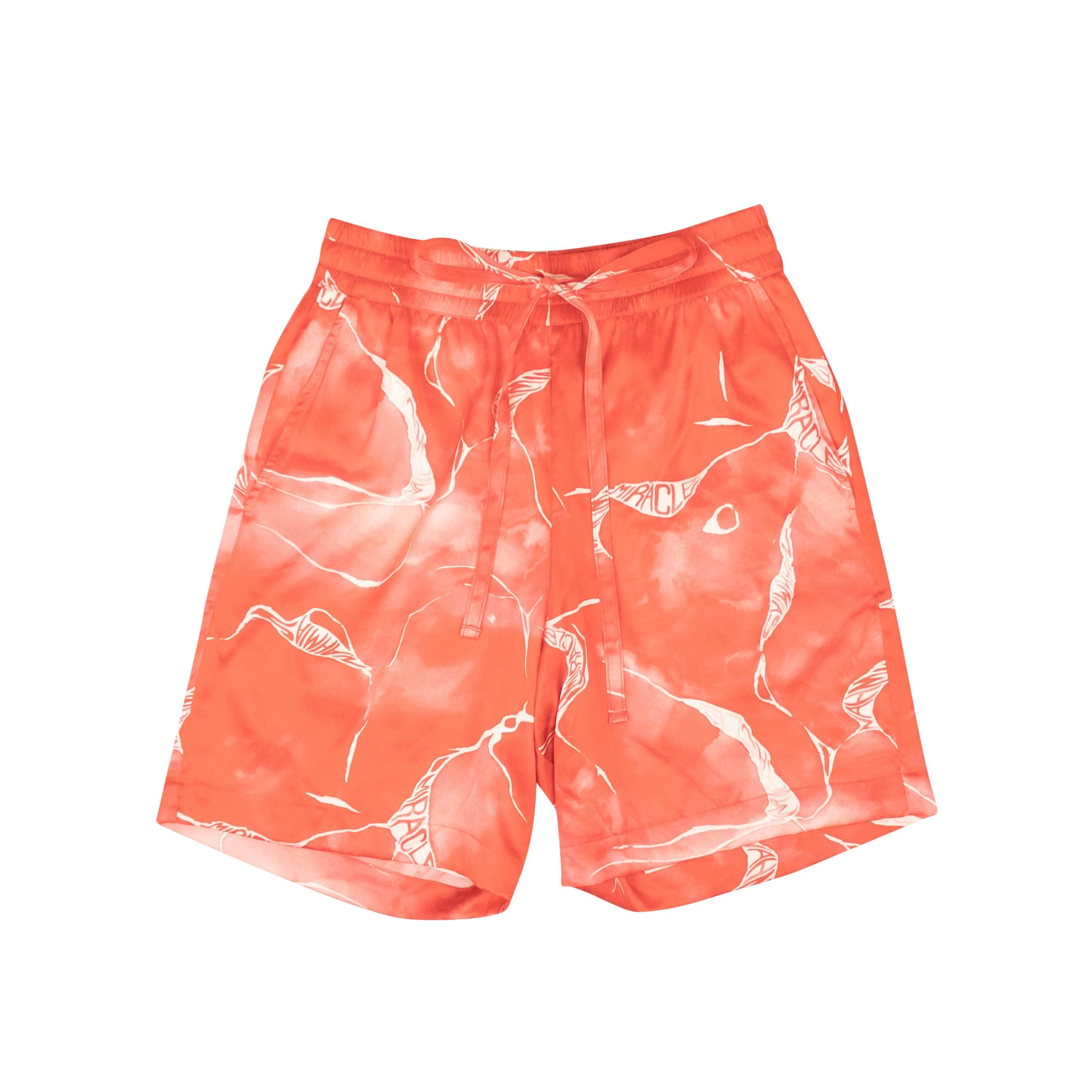 Nahmias NMS-XBTM-0013/XS NWT NAHMIAS Red Miracle Tie Dye Logo Silk Shorts Size XS $600 NMS-XBTM-0013/XS