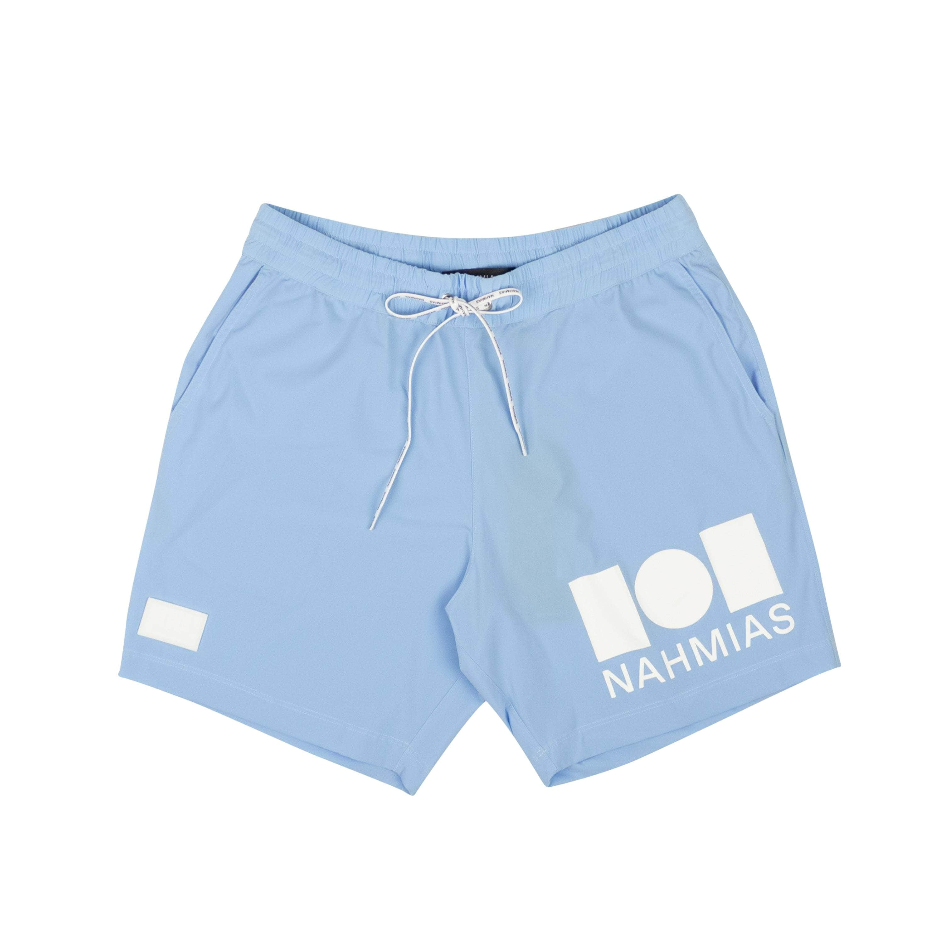 Nahmias NMS-XBTM-0014/XL NMS-XBTM-0014/XL Logo_Swim_Trunks Light Blue Nahmias Logo Swim Trunks Size XL NMS-XBTM-0014/XL