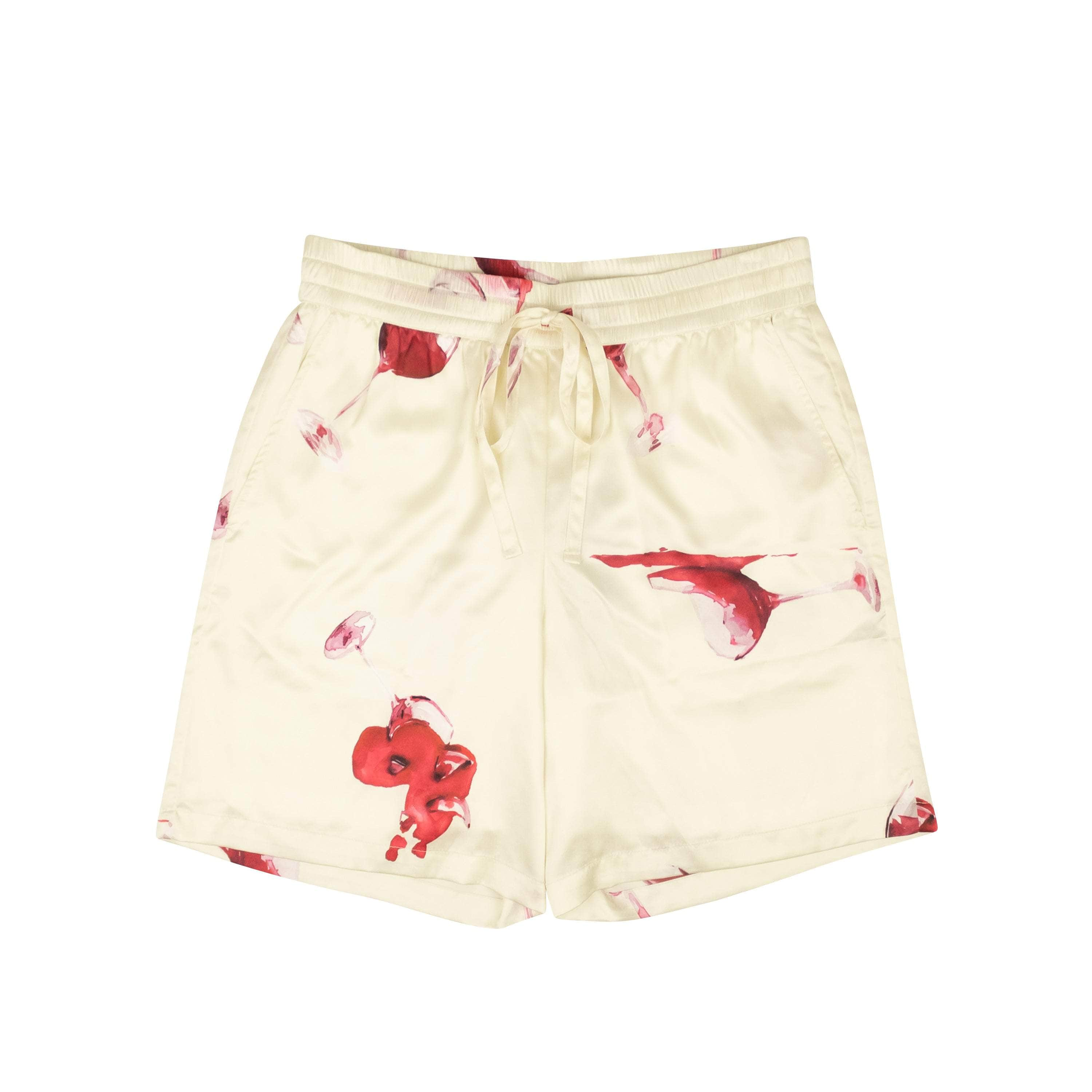 Nahmias NMS-XBTM-0018/XS NWT NAHMIAS Cream Wine Glass Spill Design Silk Shorts Size XS $550 NMS-XBTM-0018/XS