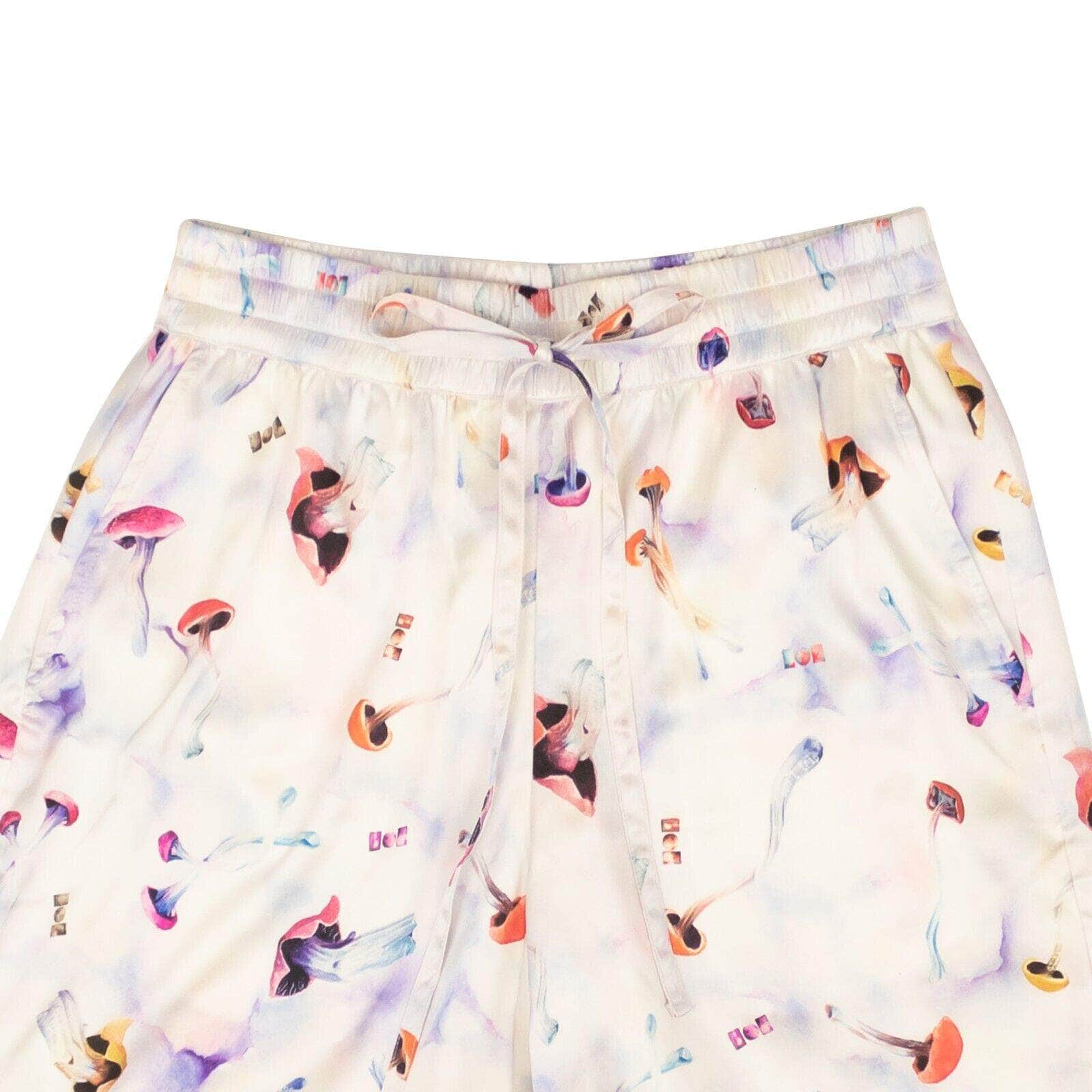 Nahmias White Pychedelic Mushroom Print Silk Shorts