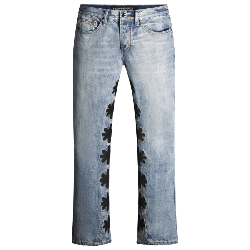 LOST SHDWS Denim Black Logo Light Wash Blue Jeans