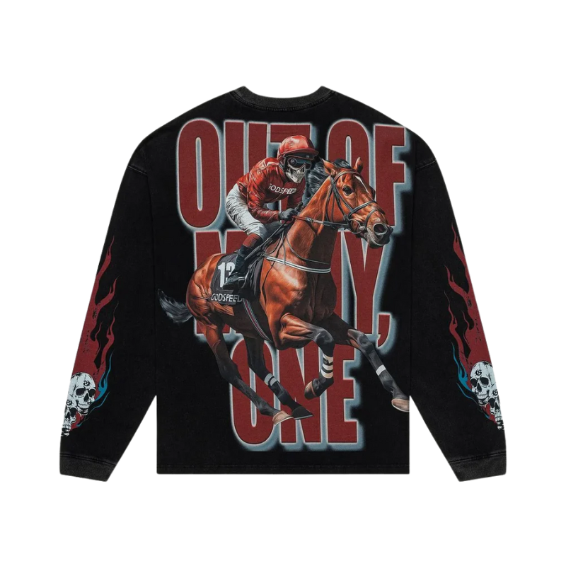 Godspeed 'Thoroughbred' Black Wash LS Tee - Men's