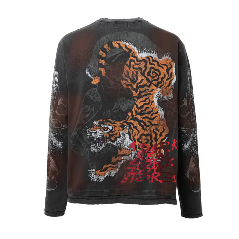 Lost Intricacy 'Twin Tiger' Black LS Tee
