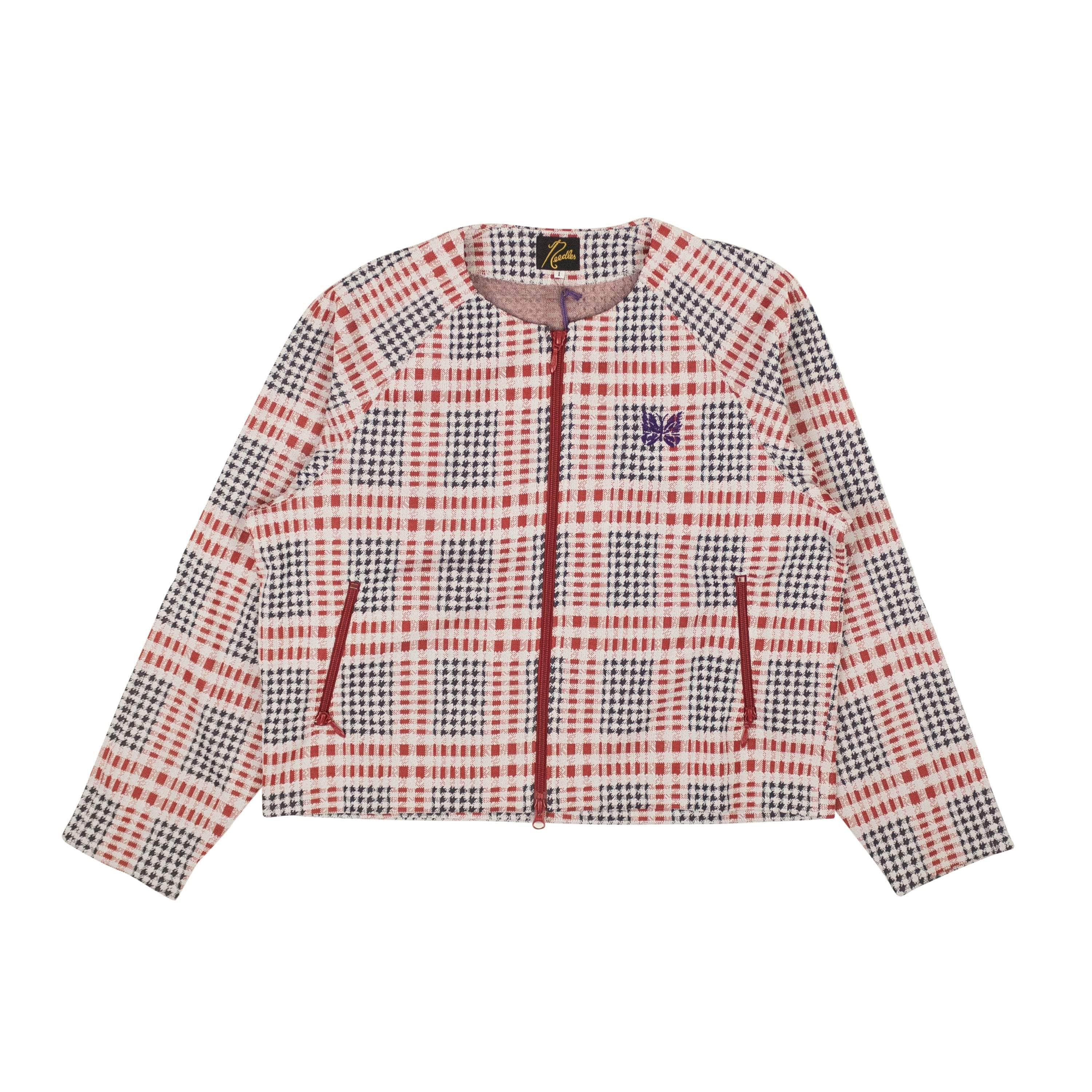 Needles NDL-XOTW-0016/2 NWT NEEDLES White Red & Black Gun Club Plaid Track Jacket Size 2 $275 NDL-XOTW-0016/2