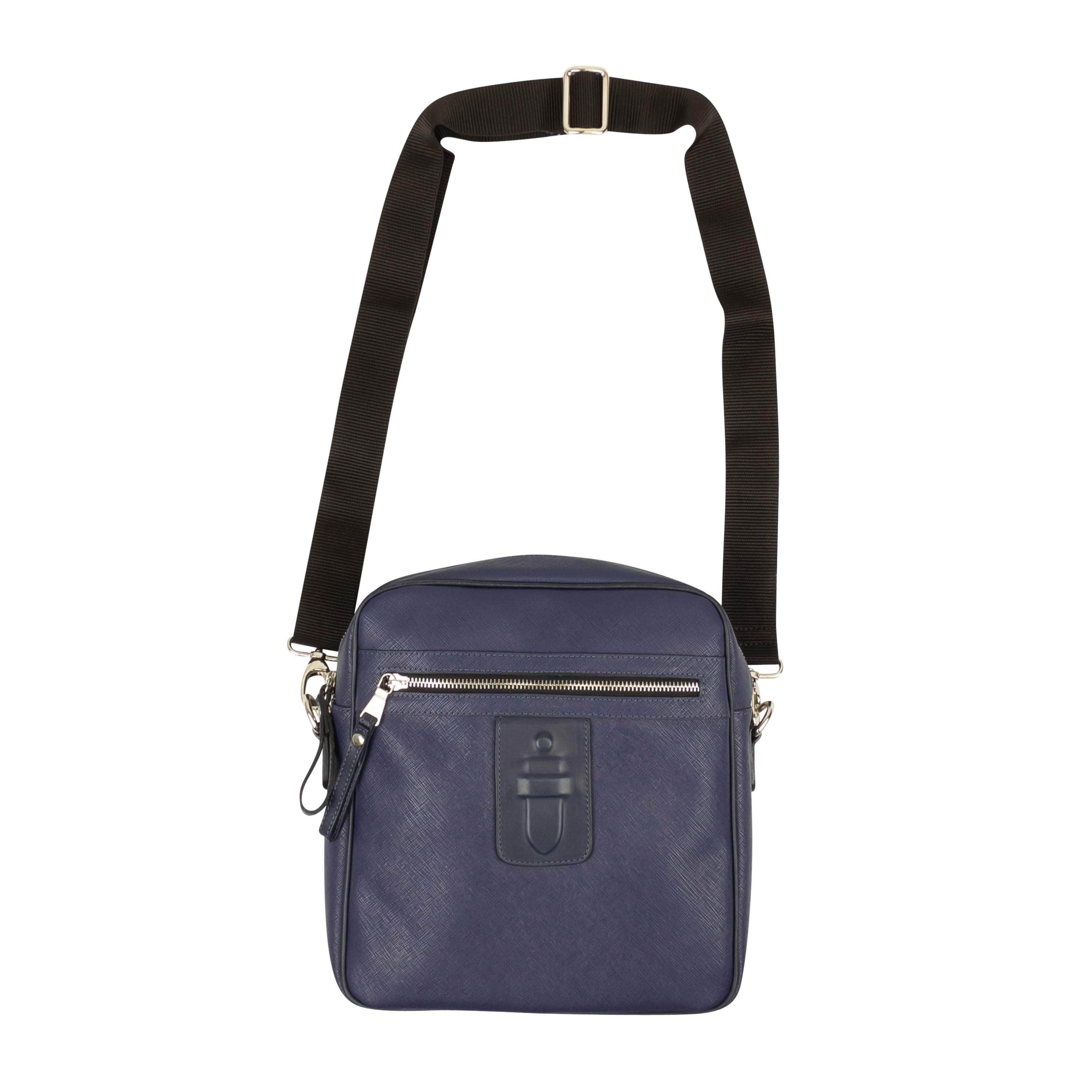 Neil Barrett 95-NBT-3001/OS NWT NEIL BARRETT Blue Saffiano Leather Shoulder Bag Size OS $815 95-NBT-3001/OS