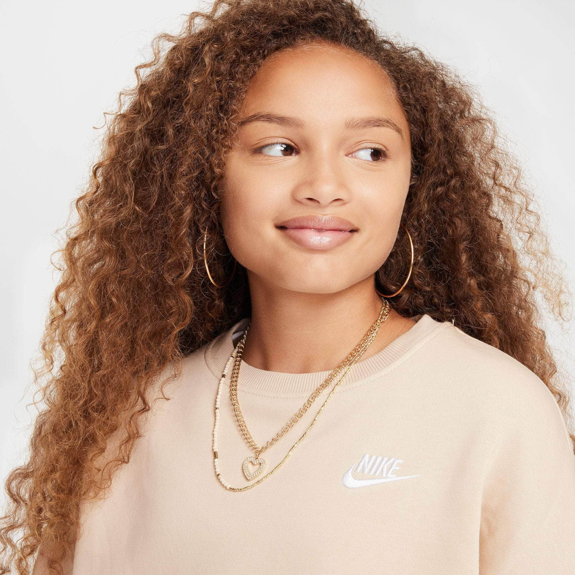 Nike APPAREL Nike Sportswear Club Fleece Boxy Crew-Neck Sweatshirt - Girl's