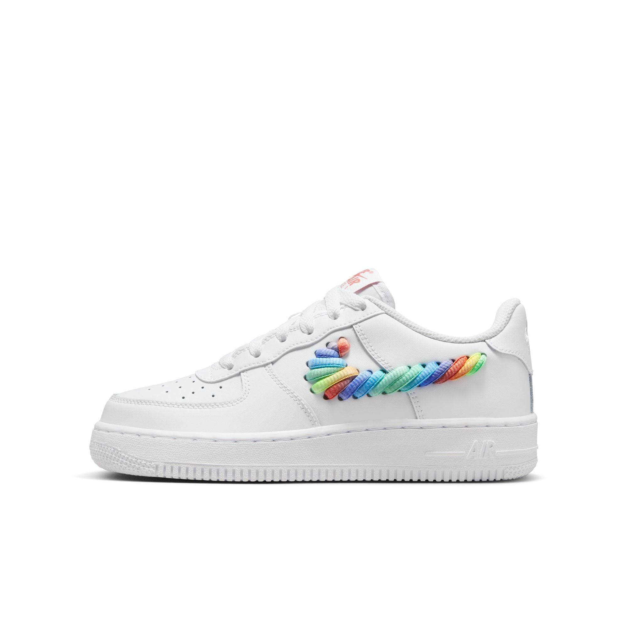 Nike Footwear Nike Air Force 1 Low "White Rainbow Lace Swoosh" - Boy's Grade School