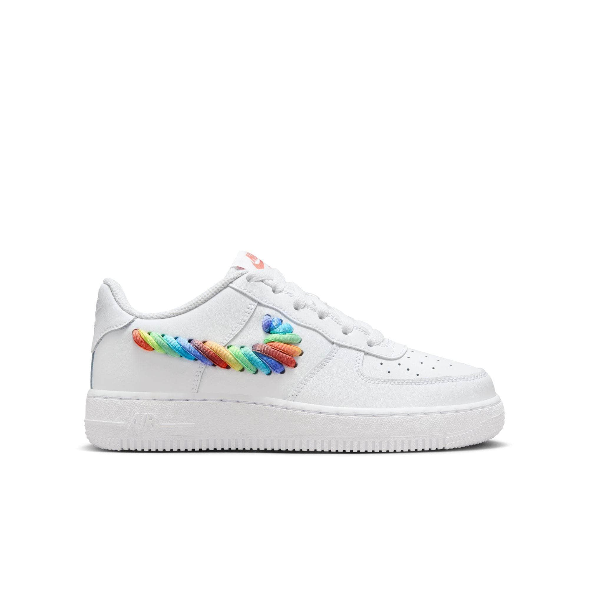 Nike Footwear Nike Air Force 1 Low "White Rainbow Lace Swoosh" - Boy's Grade School