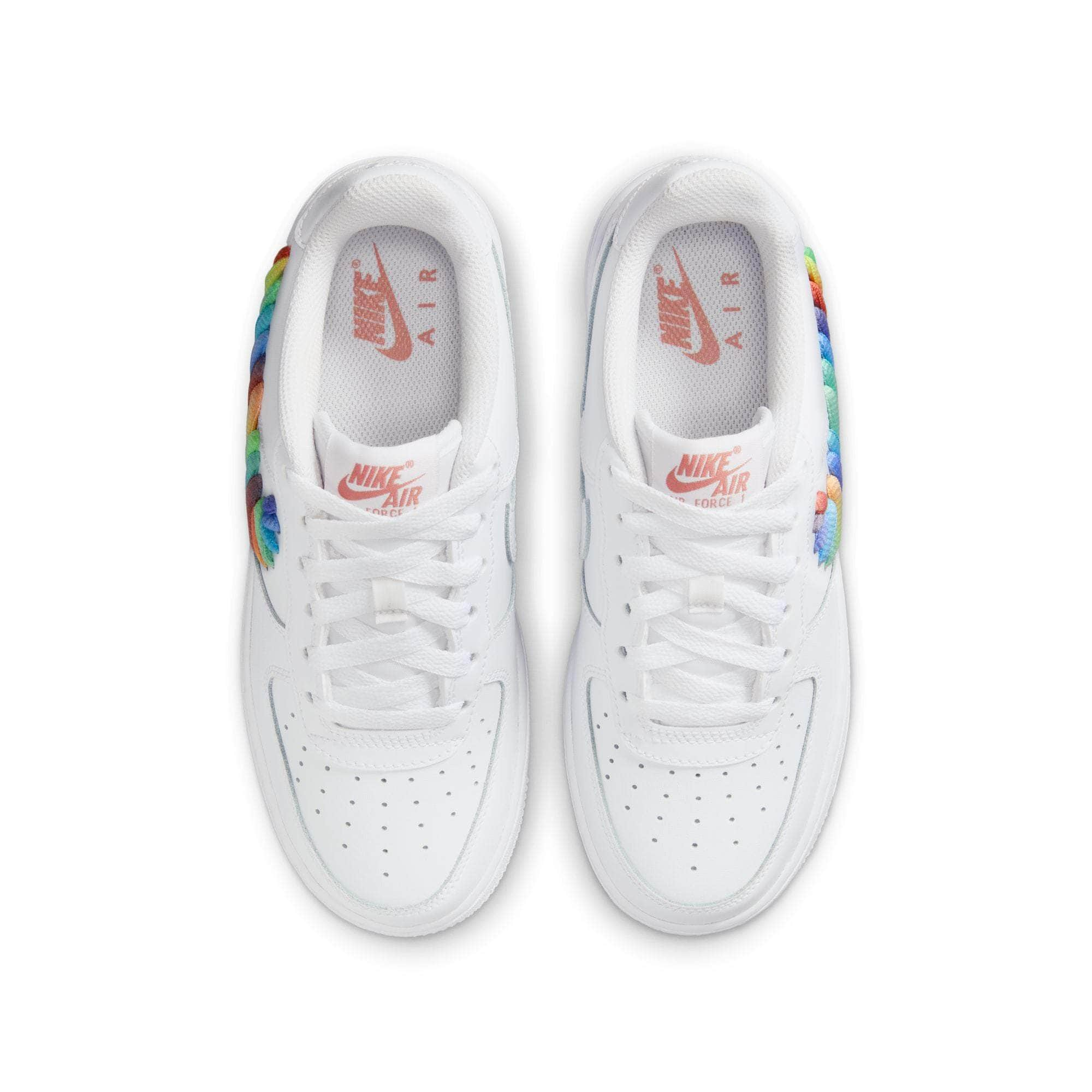 Nike Footwear Nike Air Force 1 Low "White Rainbow Lace Swoosh" - Boy's Grade School