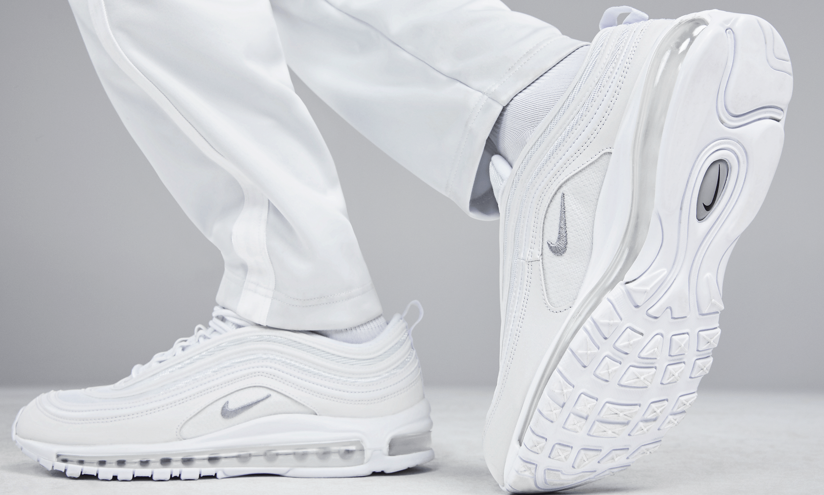 Nike FOOTWEAR Nike Air Max 97 "Triple White Wolf Grey" - Men's