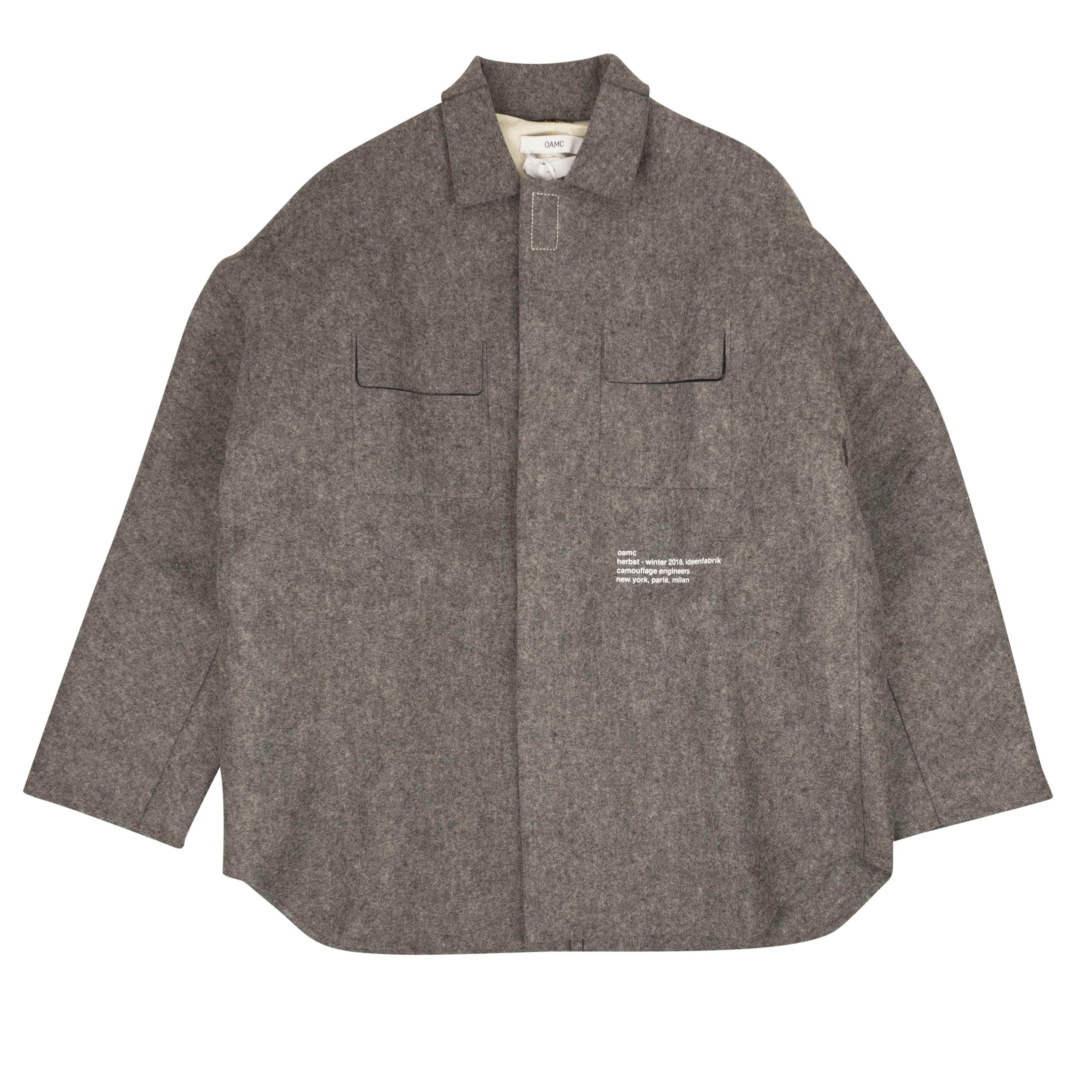 OAMC OAM-XOTW-0002/L NWT OAMC Grey Kunsthalle Felt Overshirt Size L $2640 OAM-XOTW-0002/L