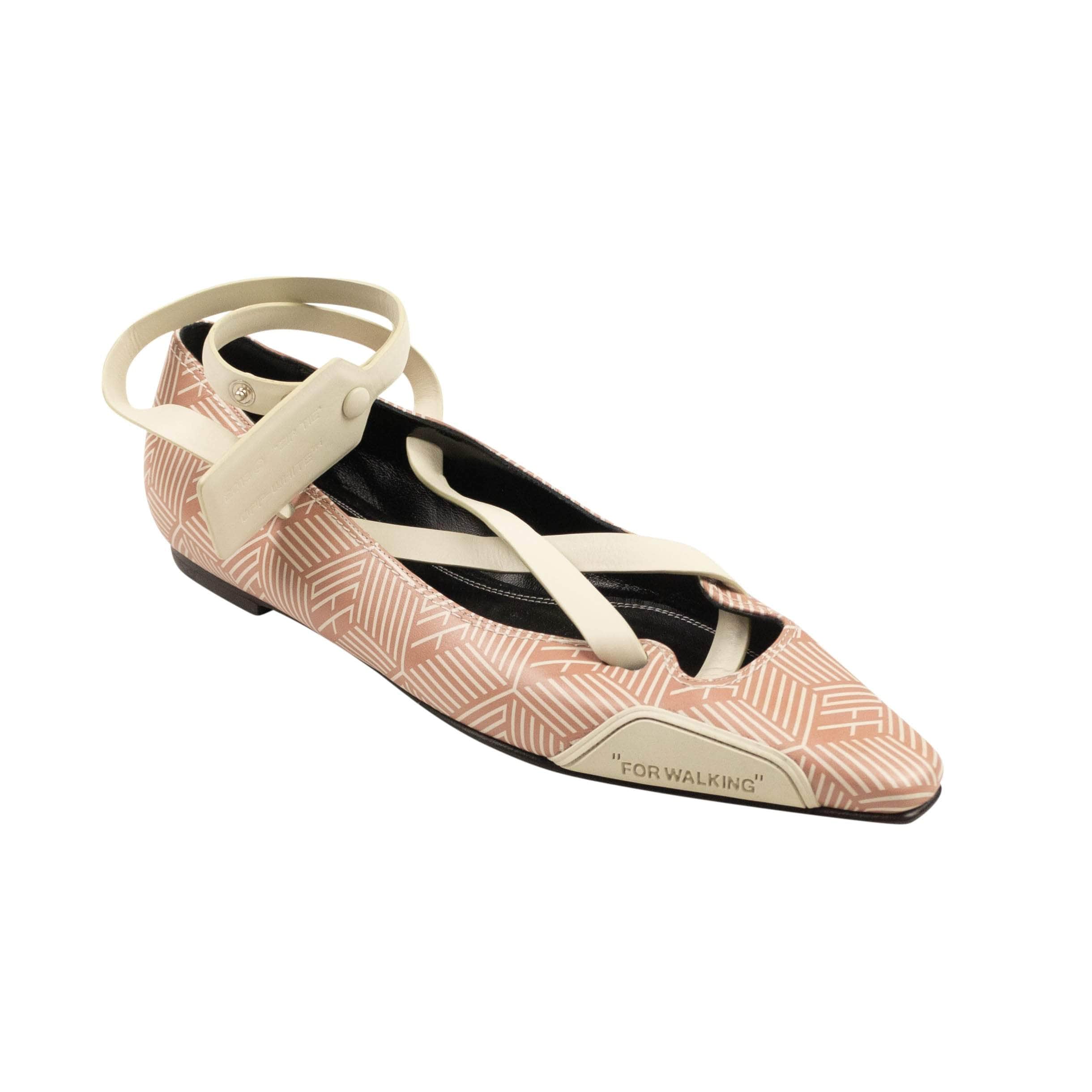 OFF-WHITE c/o VIRGIL ABLOH 1000-2000, channelenable-all, chicmi, couponcollection, gender-womens, main-shoes, off-white-c-o-virgil-abloh, size-39 39 Pink Monogram Logo Wrapped Flats 82NGG-OW-2167/39 82NGG-OW-2167/39