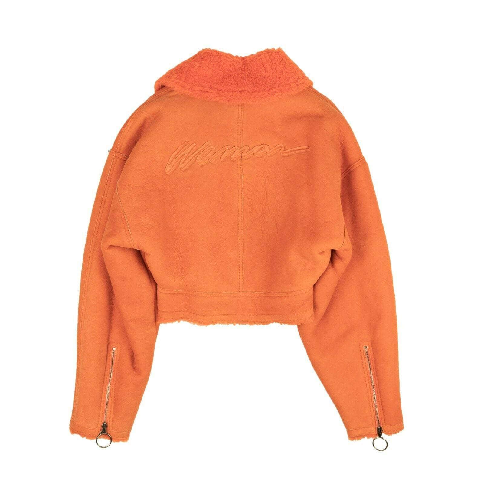 OFF-WHITE c/o VIRGIL ABLOH 2000-5000, channelenable-all, chicmi, couponcollection, gender-womens, main-clothing, off-white-c-o-virgil-abloh, size-40 40 Orange Cropped Shearling Jacket 82NGG-OW-210/40 82NGG-OW-210/40