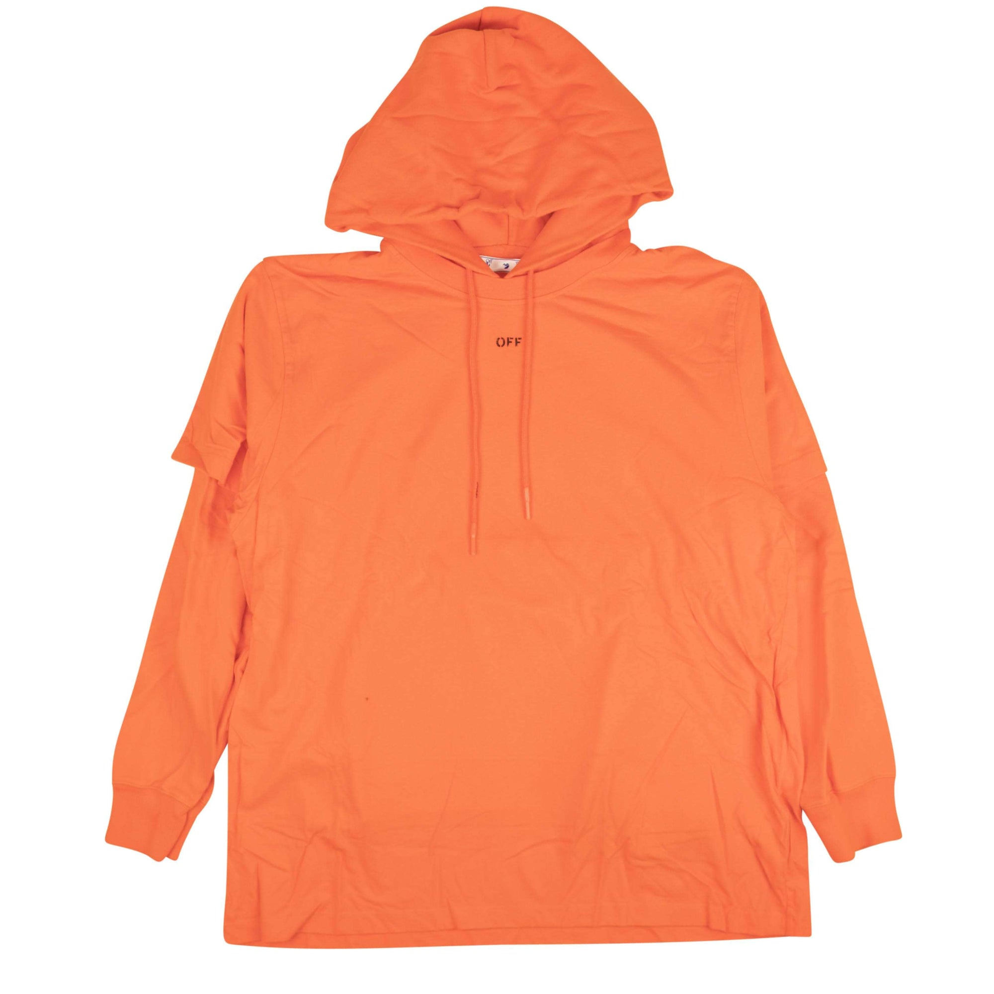 OFF-WHITE c/o VIRGIL ABLOH 250-500, channelenable-all, chicmi, couponcollection, gender-mens, main-clothing, mens-shoes, off-white-c-o-virgil-abloh, OWM, size-l, size-m, size-s S Orange Stencil Double Tee Hoodie 95-OFW-1438/S 95-OFW-1438/S