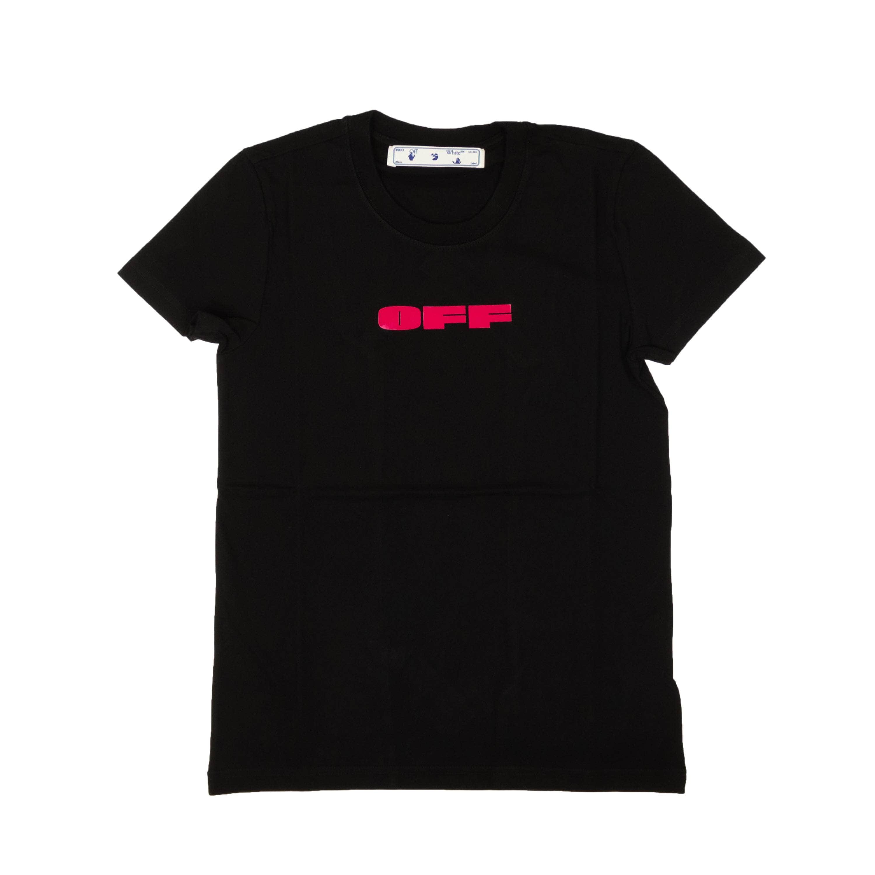 Off-White c/o Virgil Abloh 250-500, channelenable-all, chicmi, couponcollection, gender-womens, main-clothing, off-white-c-o-virgil-abloh, size-xs, size-xxs Black Bold Flock Casual T-Shirt