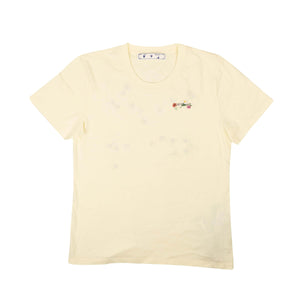 Off-White c/o Virgil Abloh 250-500, channelenable-all, chicmi, couponcollection, gender-womens, main-clothing, off-white-c-o-virgil-abloh, size-xs, size-xxs XXS Cream Floral Embroidered T-Shirt 95-OFW-1953/XXS 95-OFW-1953/XXS