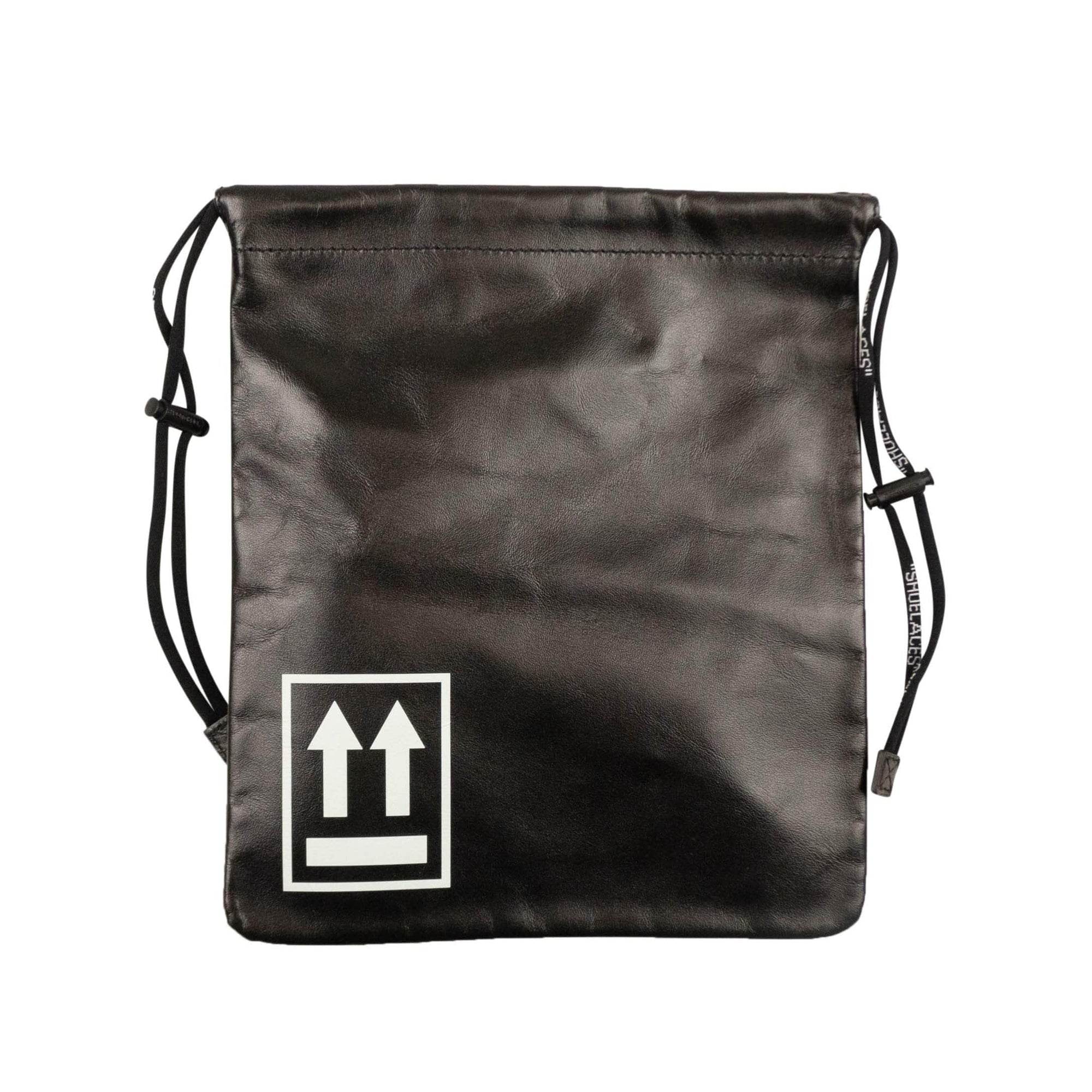 Black Leather Drawstring Bag - GBNY