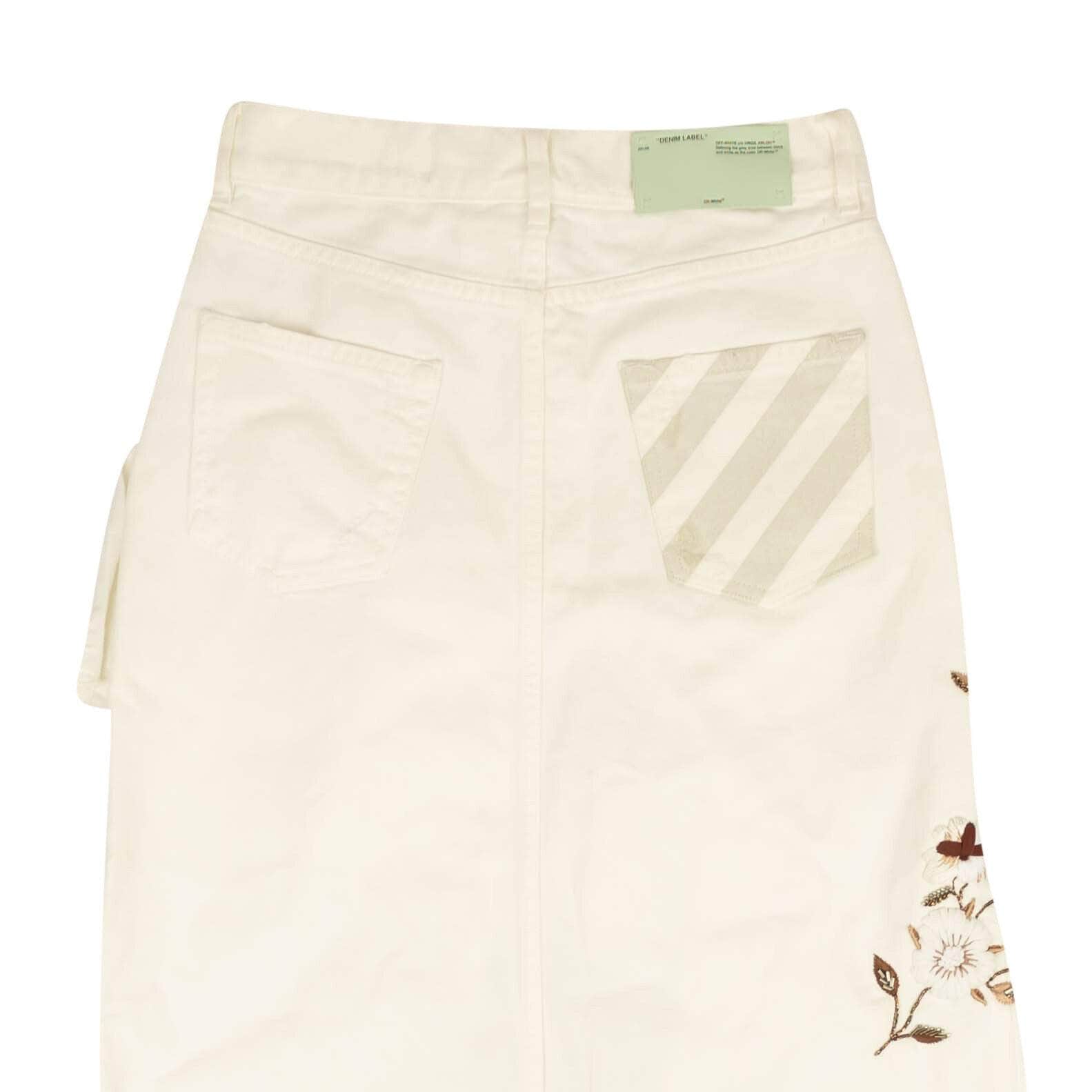 Off-White c/o Virgil Abloh 500-750, channelenable-all, chicmi, couponcollection, gender-womens, main-clothing, off-white-c-o-virgil-abloh, size-40, size-42, womens-flared-skirts White Flared Beaded Denim Skirt