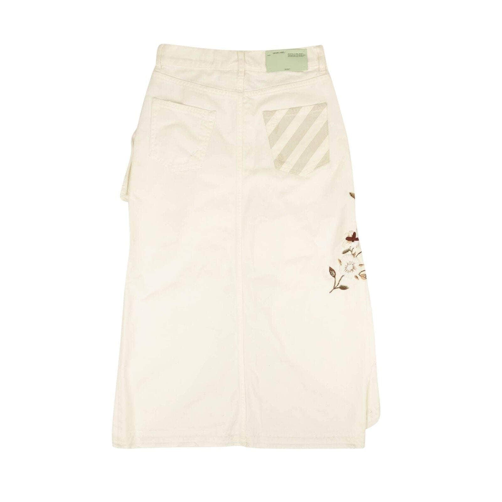 Off-White c/o Virgil Abloh 500-750, channelenable-all, chicmi, couponcollection, gender-womens, main-clothing, off-white-c-o-virgil-abloh, size-40, size-42, womens-flared-skirts White Flared Beaded Denim Skirt