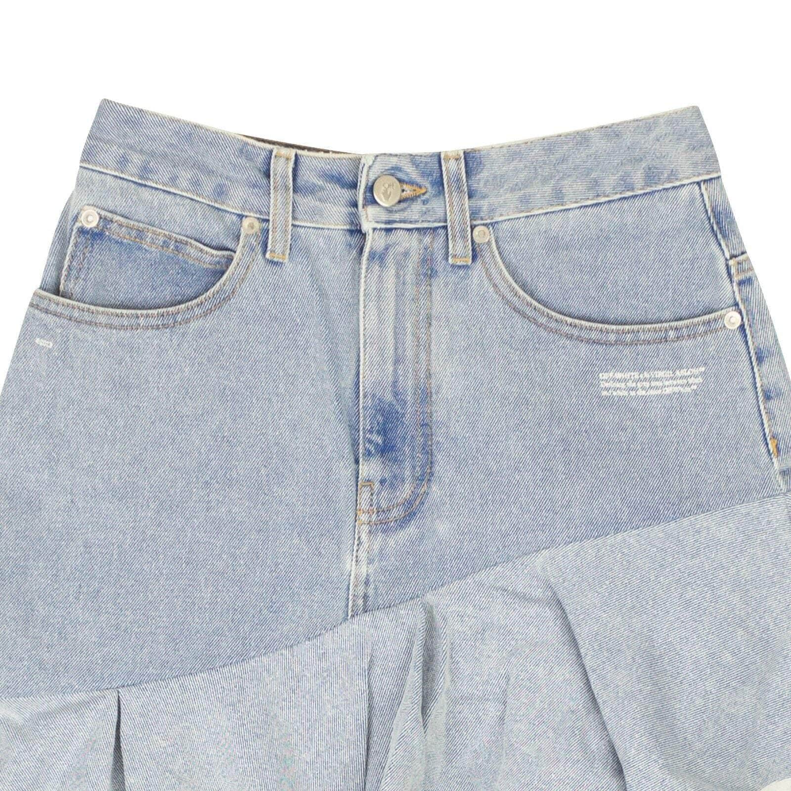 Off-White c/o Virgil Abloh 500-750, channelenable-all, chicmi, couponcollection, gender-womens, main-clothing, off-white-c-o-virgil-abloh, size-40, womens-flared-skirts 40 Blue Two Tone Ruffle Denim Skirt OFW-XBTM-0043/40 OFW-XBTM-0043/40