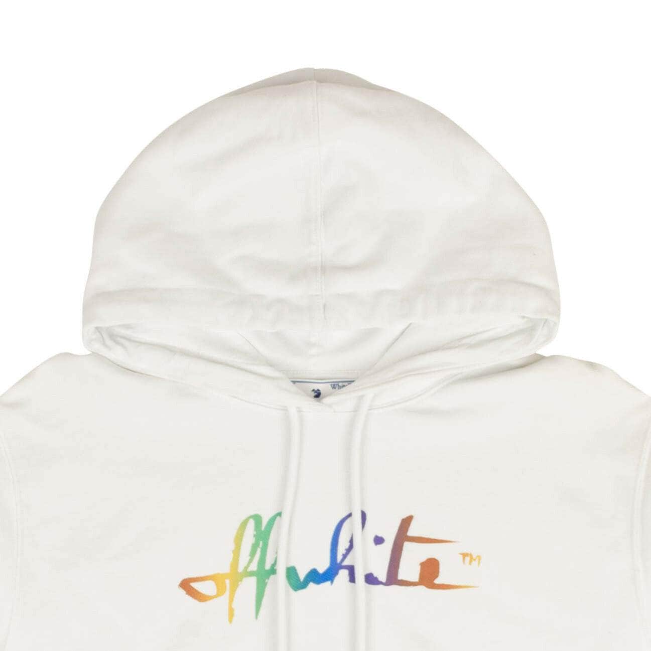 OFF-WHITE c/o VIRGIL ABLOH 500-750, channelenable-all, chicmi, couponcollection, gender-womens, main-clothing, off-white-c-o-virgil-abloh, size-s, size-xs, womens-hoodies-sweatshirts M / OWBB016R21JER0020184 White Rainbow Logo Hoodie 95-OFW-1264/M 95-OFW-1264/M