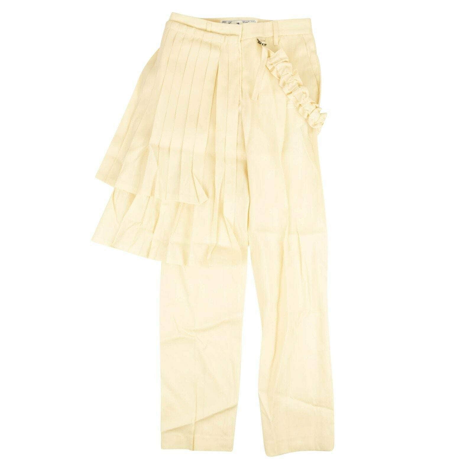 OFF-WHITE c/o VIRGIL ABLOH 750-1000, channelenable-all, chicmi, couponcollection, gender-womens, main-clothing, off-white, off-white-c-o-virgil-abloh, owjuly4, size-38, womens-pleated-pants 38 Beige Gabard Curtains Panel Pants 95-OFW-0020/38 95-OFW-0020/38