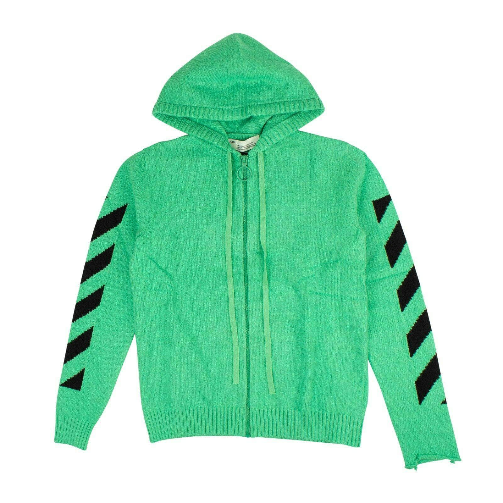 Off-White c/o Virgil Abloh 82NGG-OFW-1049/S NWT OFF-WHITE C/O VIRGIL ABLOH Green Diagonal Knit Logo Hoodie Size S $875 82NGG-OFW-1049/S