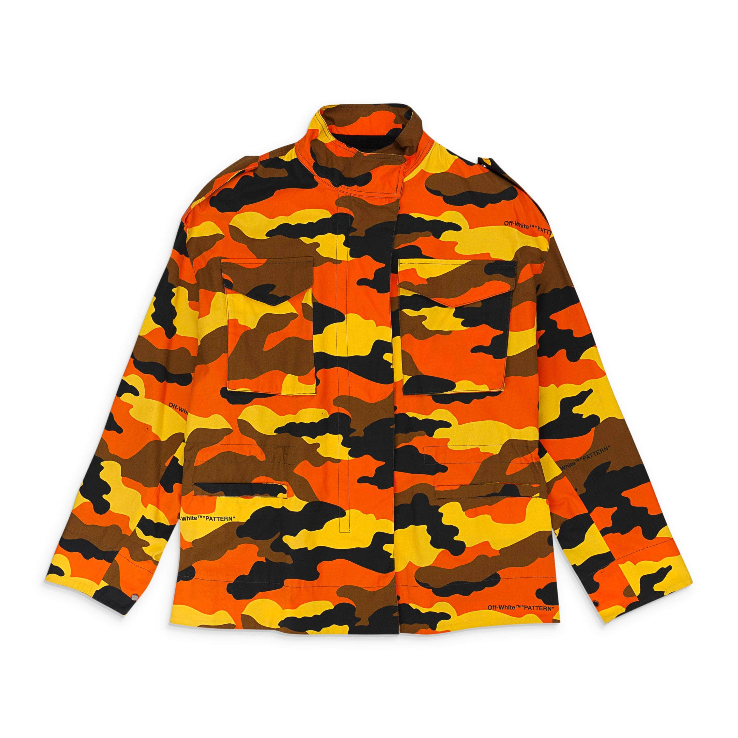 Off-White c/o Virgil Abloh 82NGG-OW-269/38 NWT OFF-WHITE C/O VIRGIL ABLOH Orange & Yellow Camo Jacket Size 2/38 $1575 82NGG-OW-269/38