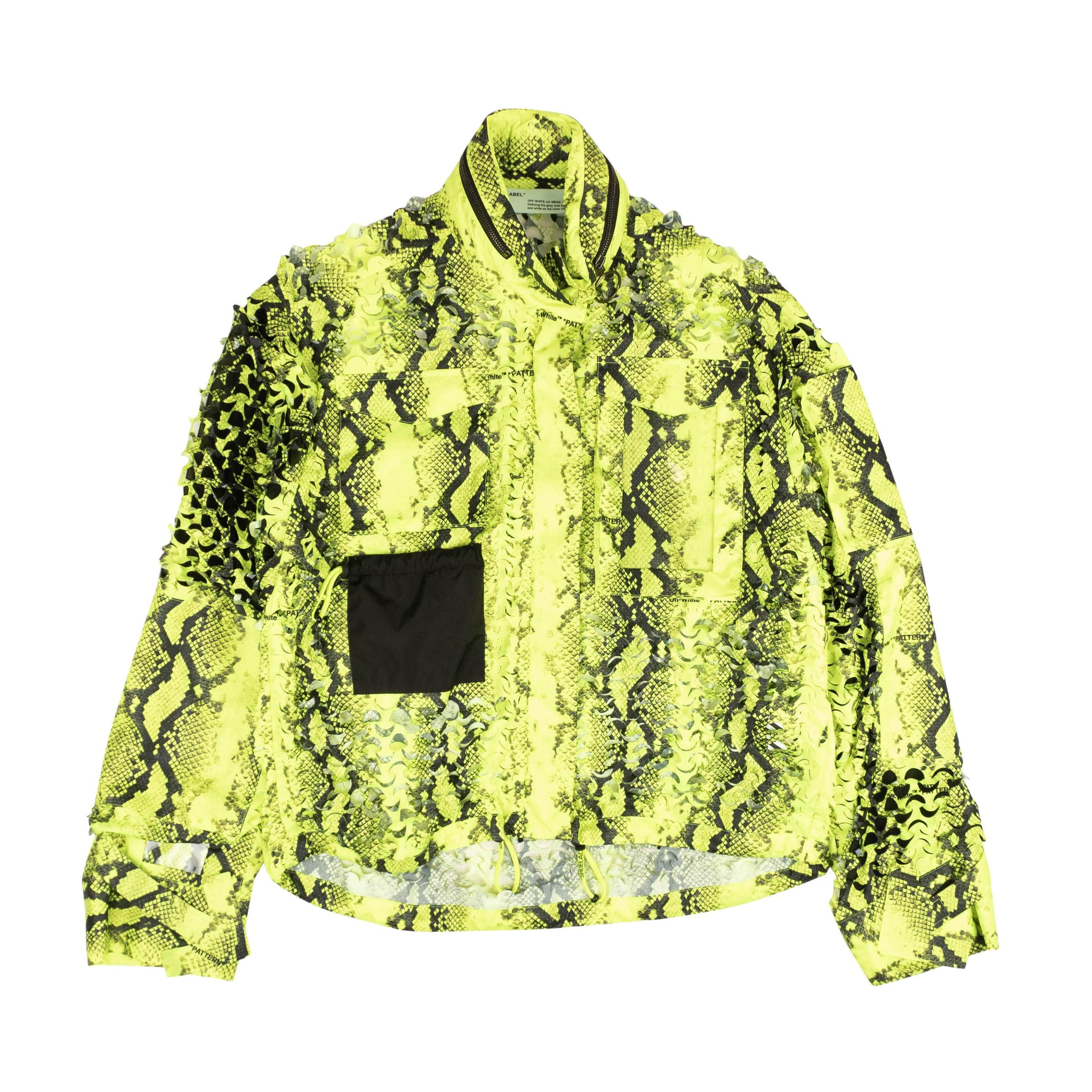 Off-White c/o Virgil Abloh 82NGG-OW-276/42 NWT OFF-WHITE C/O VIRGIL ABLOH Yellow Laser Cut Snake Jacket Size 42 $1960 82NGG-OW-276/42