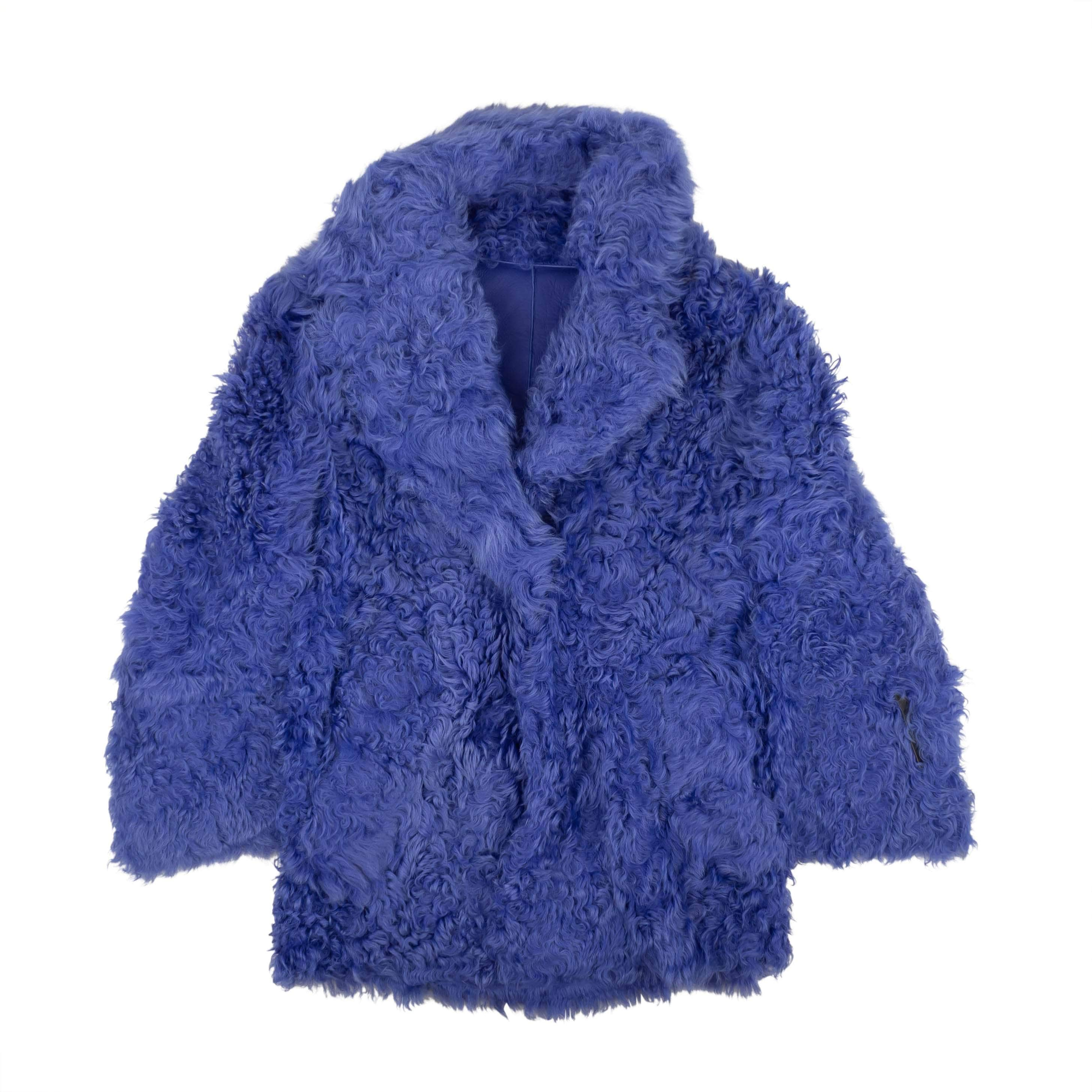 Off-White c/o Virgil Abloh 95-OFW-0073/36 NEW OFF-WHITE C/O VIRGIL ABLOH Blue Shearling Fur Coat Size 36 $5935 95-OFW-0073/36