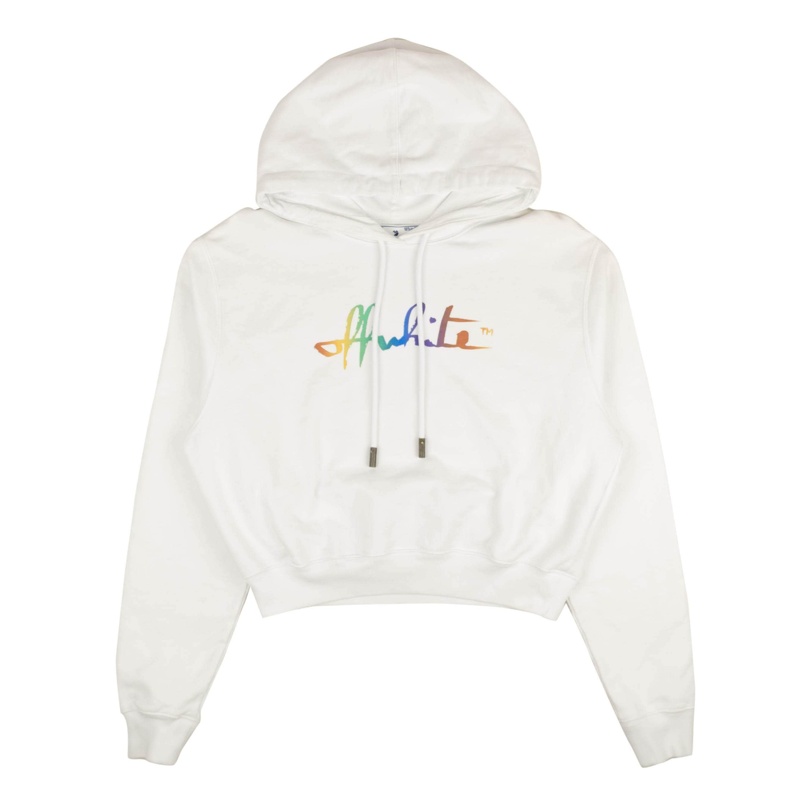 Off-White c/o Virgil Abloh 95-OFW-1264/M NWT OFF-WHITE C/O VIRGIL ABLOH White Rainbow Logo Hoodie Size M $815 95-OFW-1264/M