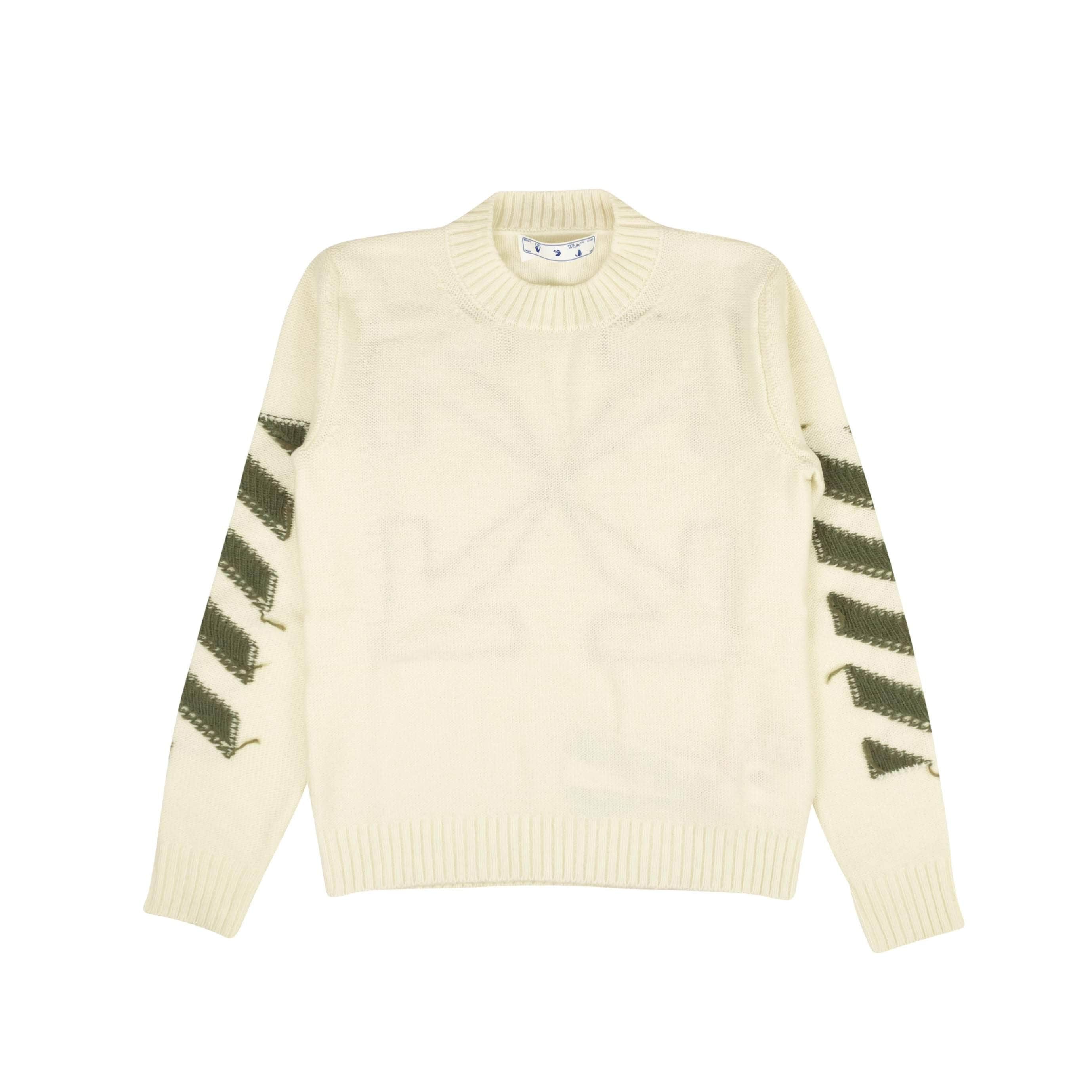 Off-White c/o Virgil Abloh 95-OFW-1677/L NWT OFF-WHITE C/O VIRGIL ABLOH White Arrow Diag Knit Crewneck Size L $785 95-OFW-1677/L