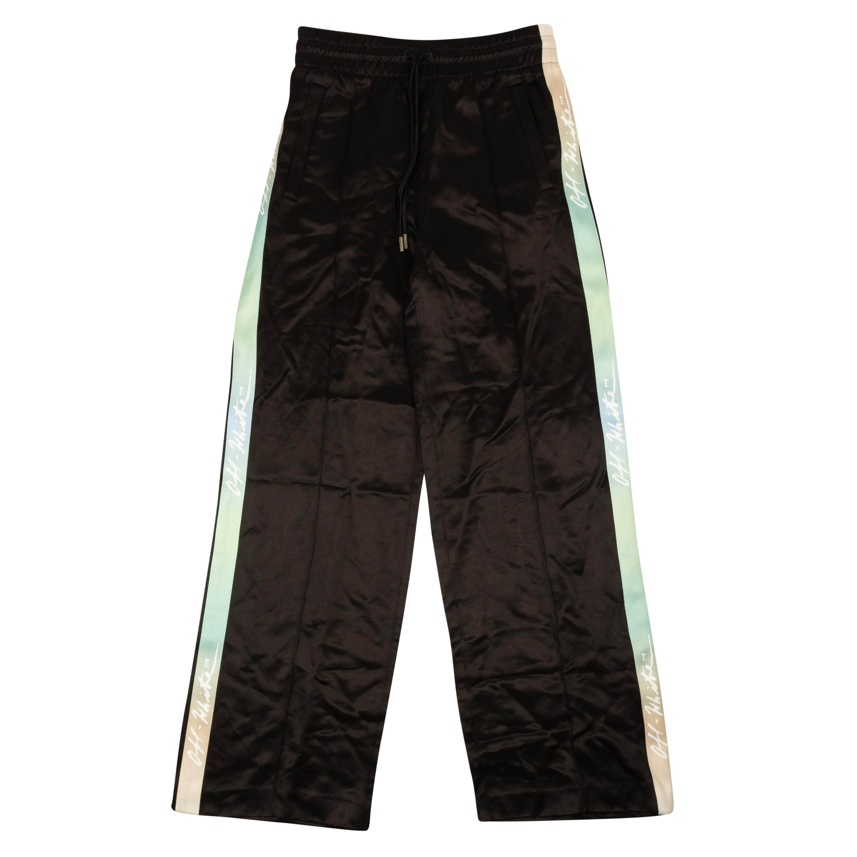 Off-White c/o Virgil Abloh 95-OFW-1949/40 NWT OFF-WHITE C/O VIRGIL ABLOH Black Multi Logo Tape Track Pants Size 4/40 $995 95-OFW-1949/40