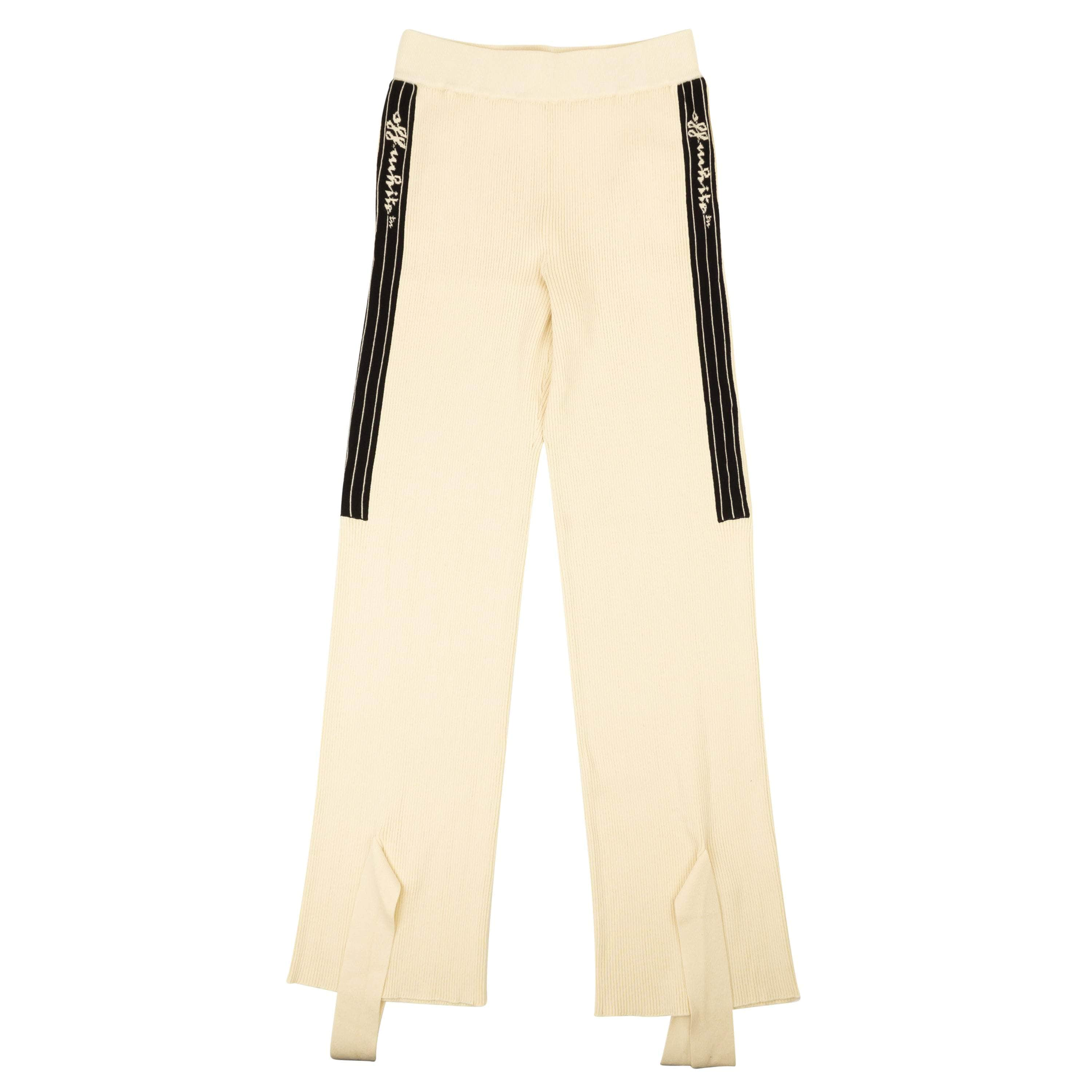 Off-White c/o Virgil Abloh 95-OFW-1951/40 NWT OFF-WHITE C/O VIRGIL ABLOH Cream Stripe Rib Knit Pants Size 4/40 $1260 95-OFW-1951/40