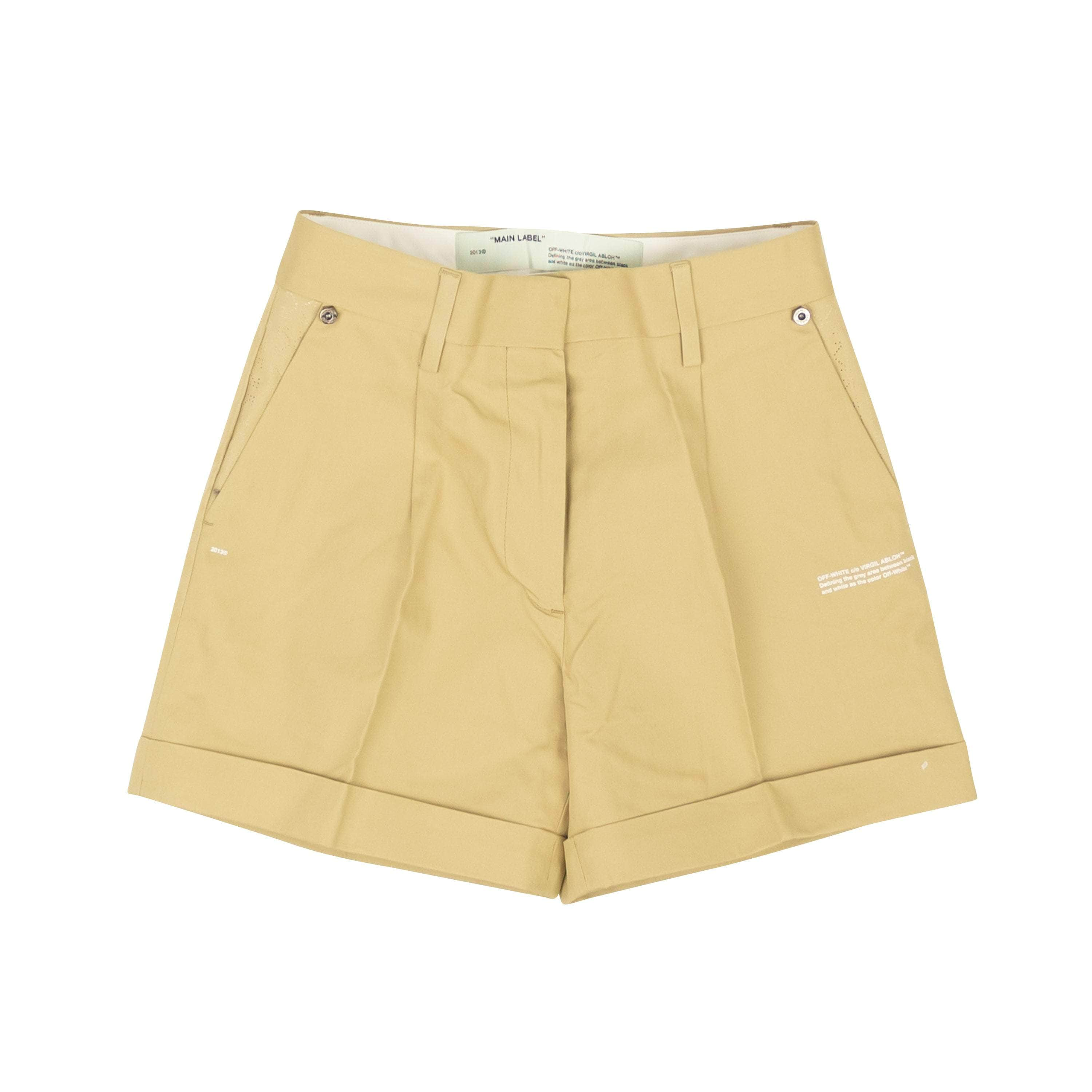 Off-White c/o Virgil Abloh OFW-XBTM-0049/40 NWT OFF-WHITE C/O VIRGIL ABLOH Tan Cotton Turn-Up Trouser Shorts Size 4/40 $600 OFW-XBTM-0049/40