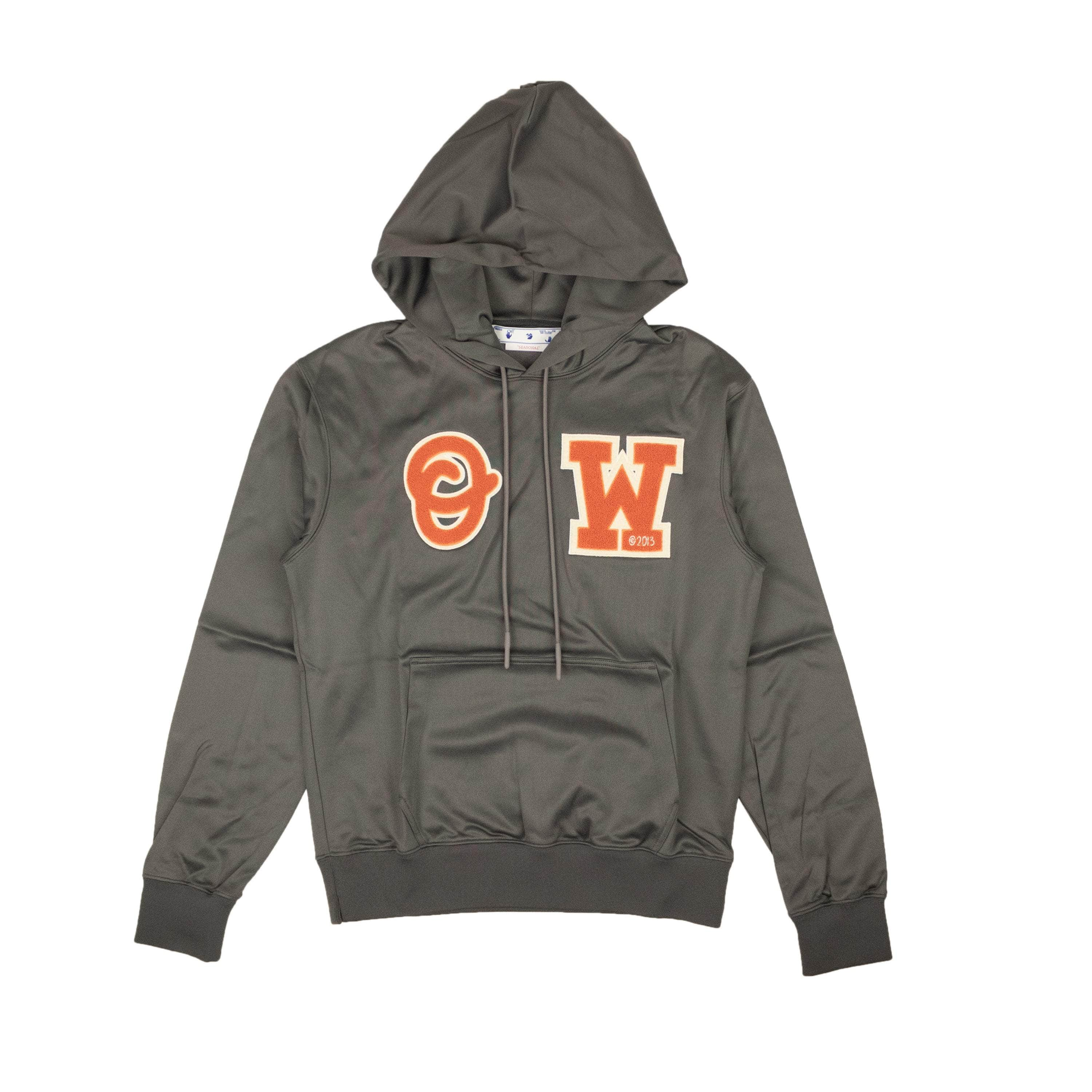 Off-White c/o Virgil Abloh OFW-XHDS-0081/S NWT OFF-WHITE c/o VIRGIL ABLOH Warm Grey/Orange OW Patch Slim Hoodie Size S $645 OFW-XHDS-0081/S