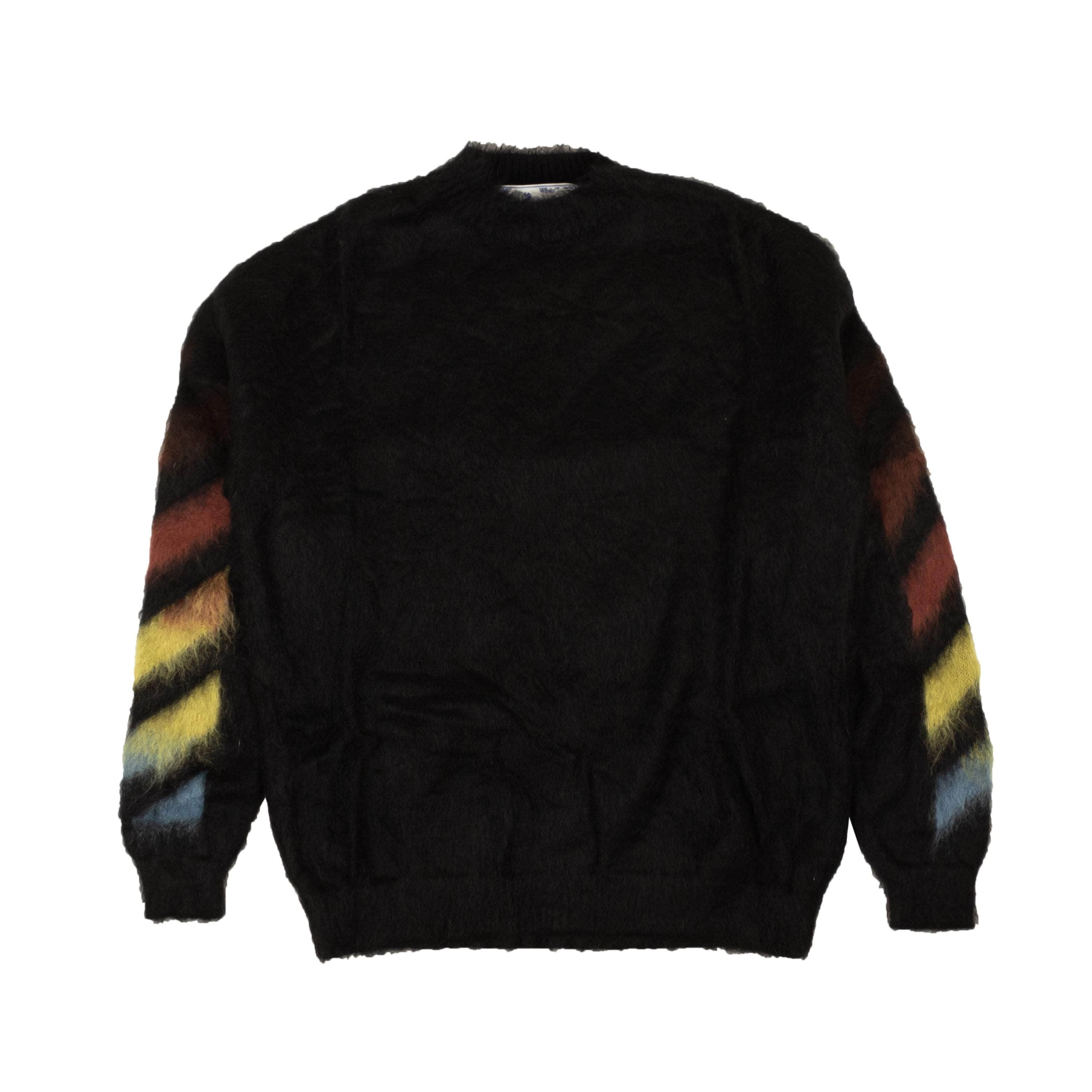 Off-White c/o Virgil Abloh OFW-XTPS-0043/S NWT OFF-WHITE C/O VIRGIL ABLOH Black Diag Mohair Crew Sweater Size S $1210 OFW-XTPS-0043/S