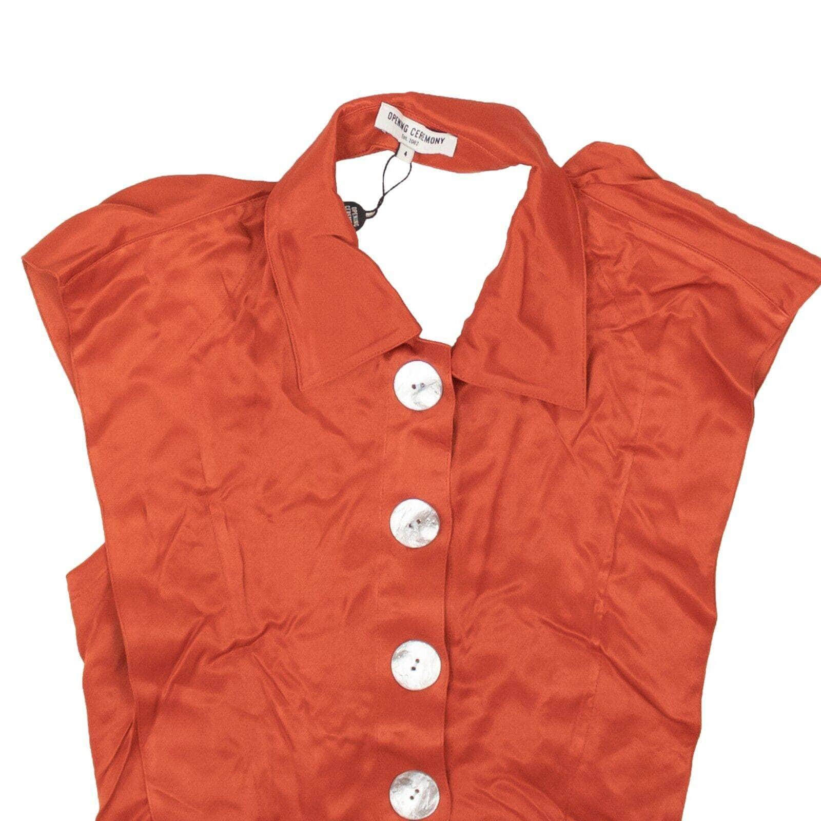 Opening Ceremony 250-500, channelenable-all, chicmi, couponcollection, gender-womens, main-clothing, opening-ceremony, size-0, womens-blouses Rust Red Tie Back Shell Sleeveless Blouse