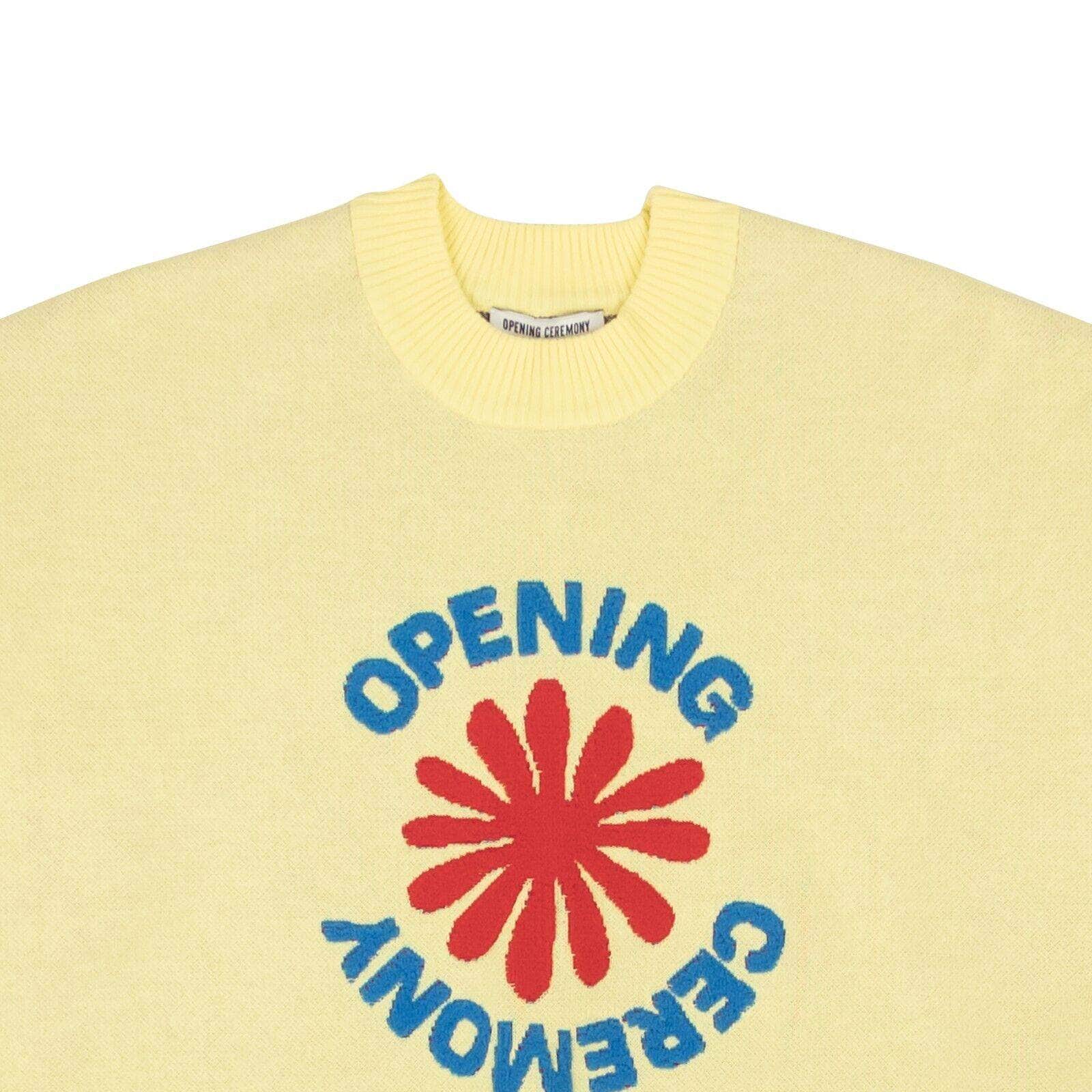 Opening Ceremony 250-500, channelenable-all, chicmi, couponcollection, gender-womens, main-clothing, opening-ceremony, size-m, womens-pullover-sweaters Pale Yellow Cropped OC Flower Sweater