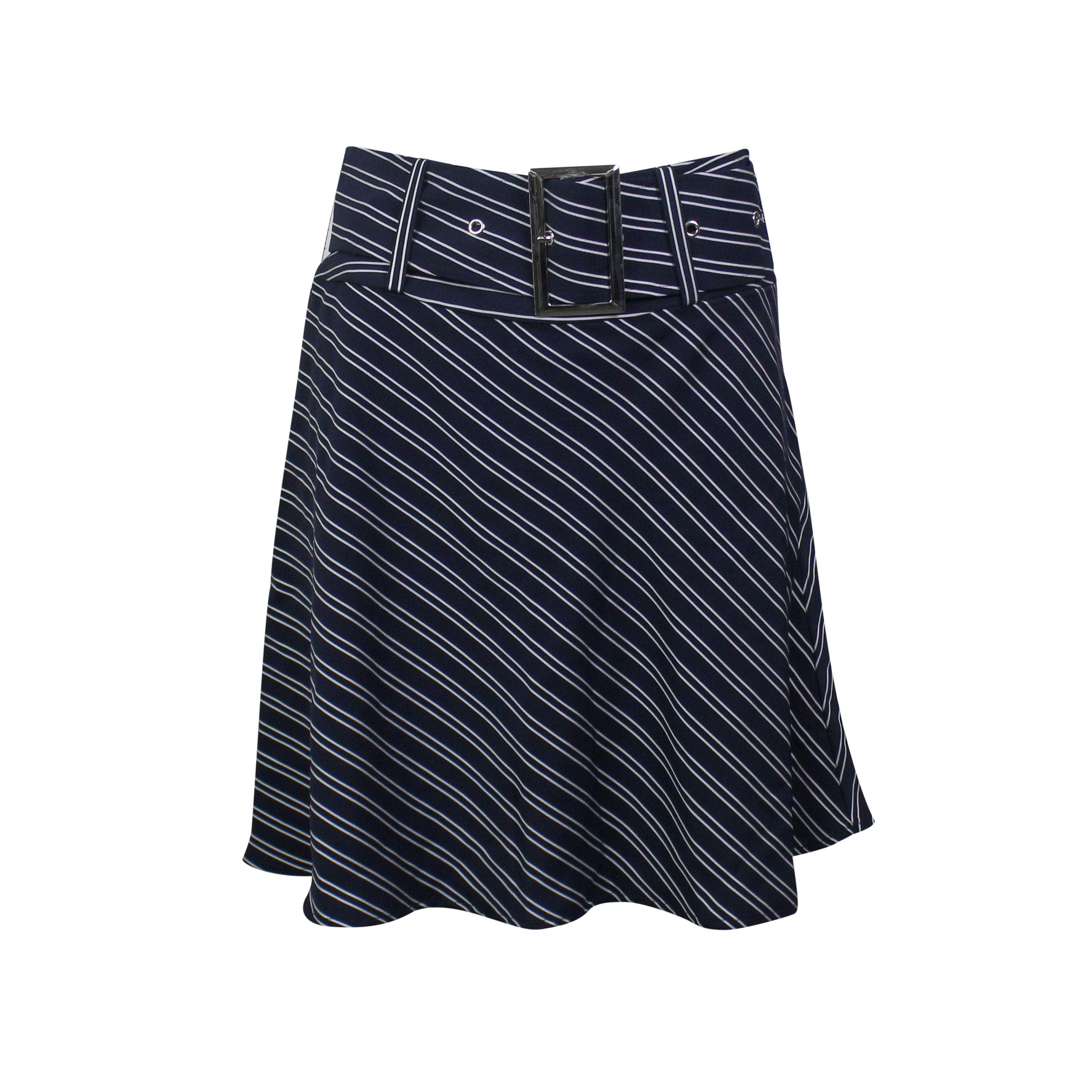 Opening Ceremony 95-OCY-0011/0 NWT OPENING CEREMONY Navy Belted Striped Flare Mini Skirt Size 0/36 $250 95-OCY-0011/0