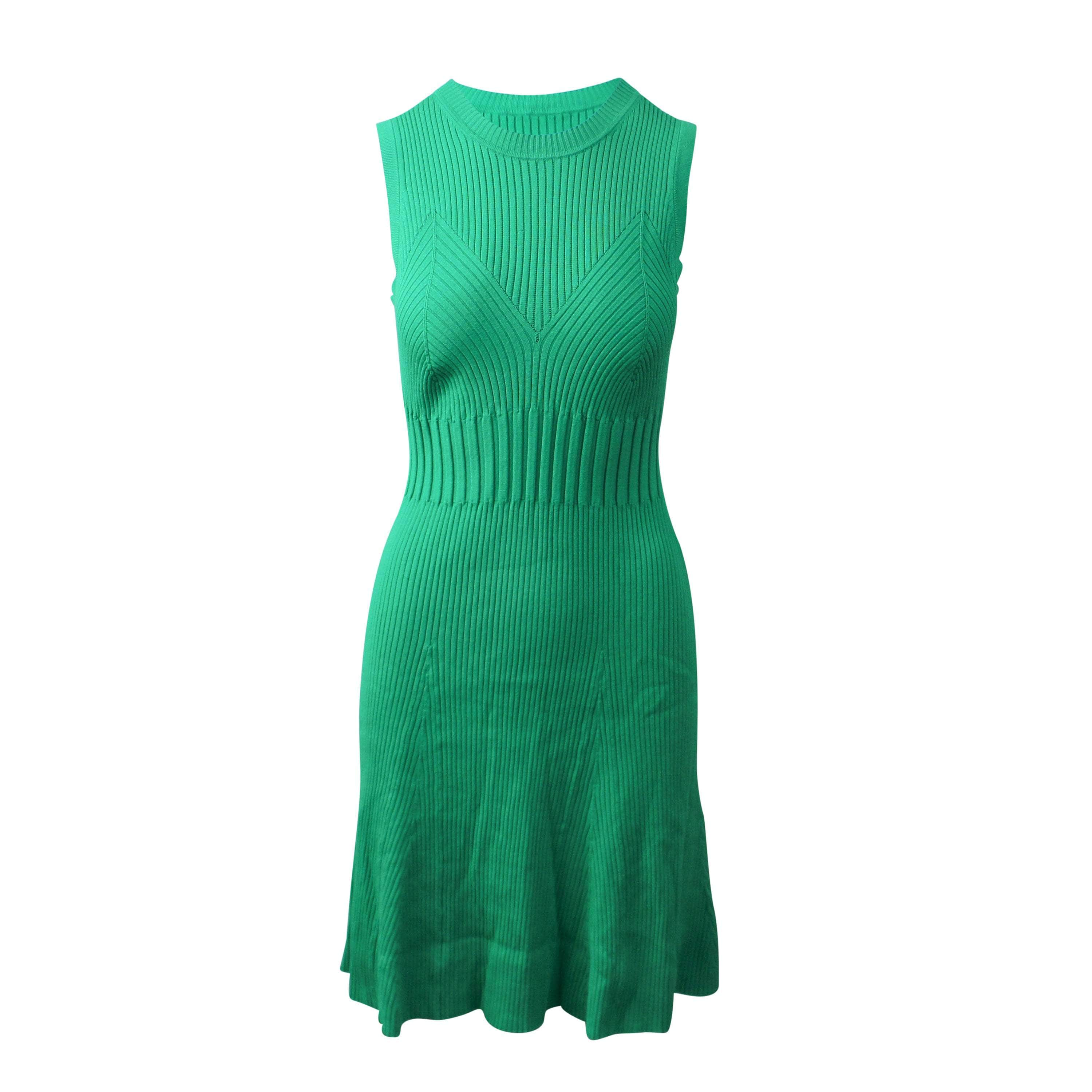 Opening Ceremony 95-OCY-0012/L NWT OPENING CEREMONY Green Rib Knit Fit And Flare Dress Size L $450 95-OCY-0012/L