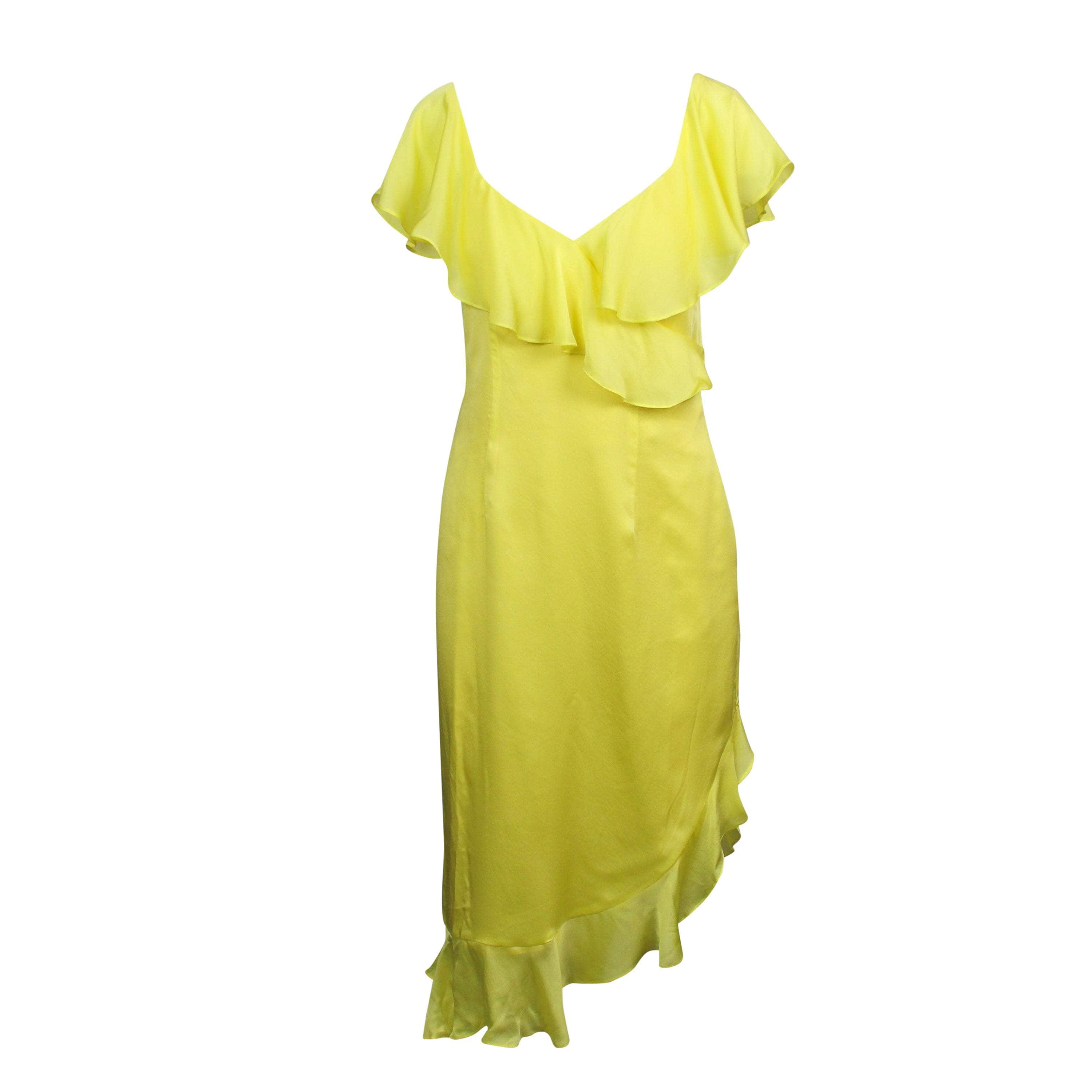 Opening Ceremony 95-OCY-0013/0 NWT OPENING CEREMONY Yellow Silk Cascade Ruffle Sleeveless Dress Size 0/36 $450 95-OCY-0013/0