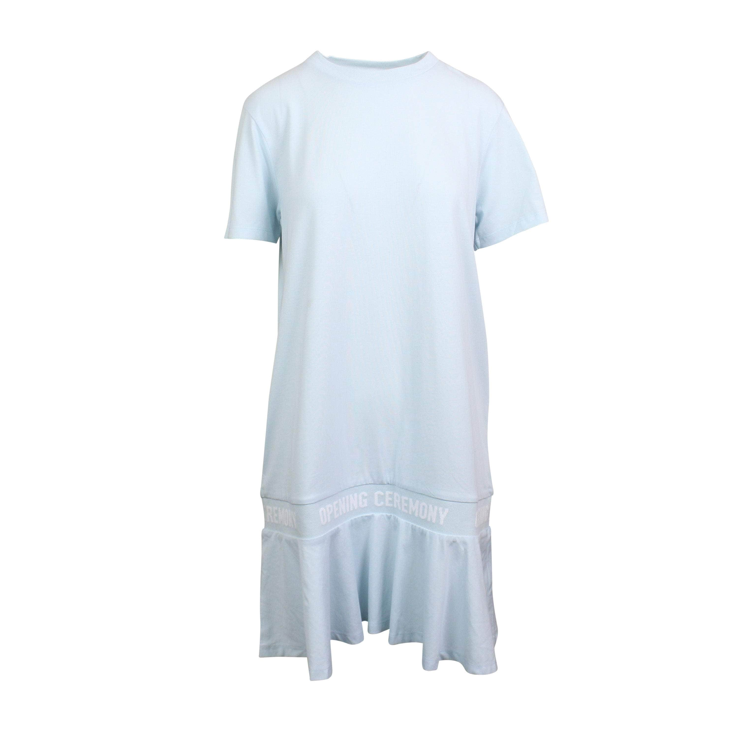 Opening Ceremony 95-OCY-0017/XS Opening Ceremony DUST BLUE SCALLOP OC ELASTIC LOGO T-SHIRT DRESS Size XS $195 95-OCY-0017/XS