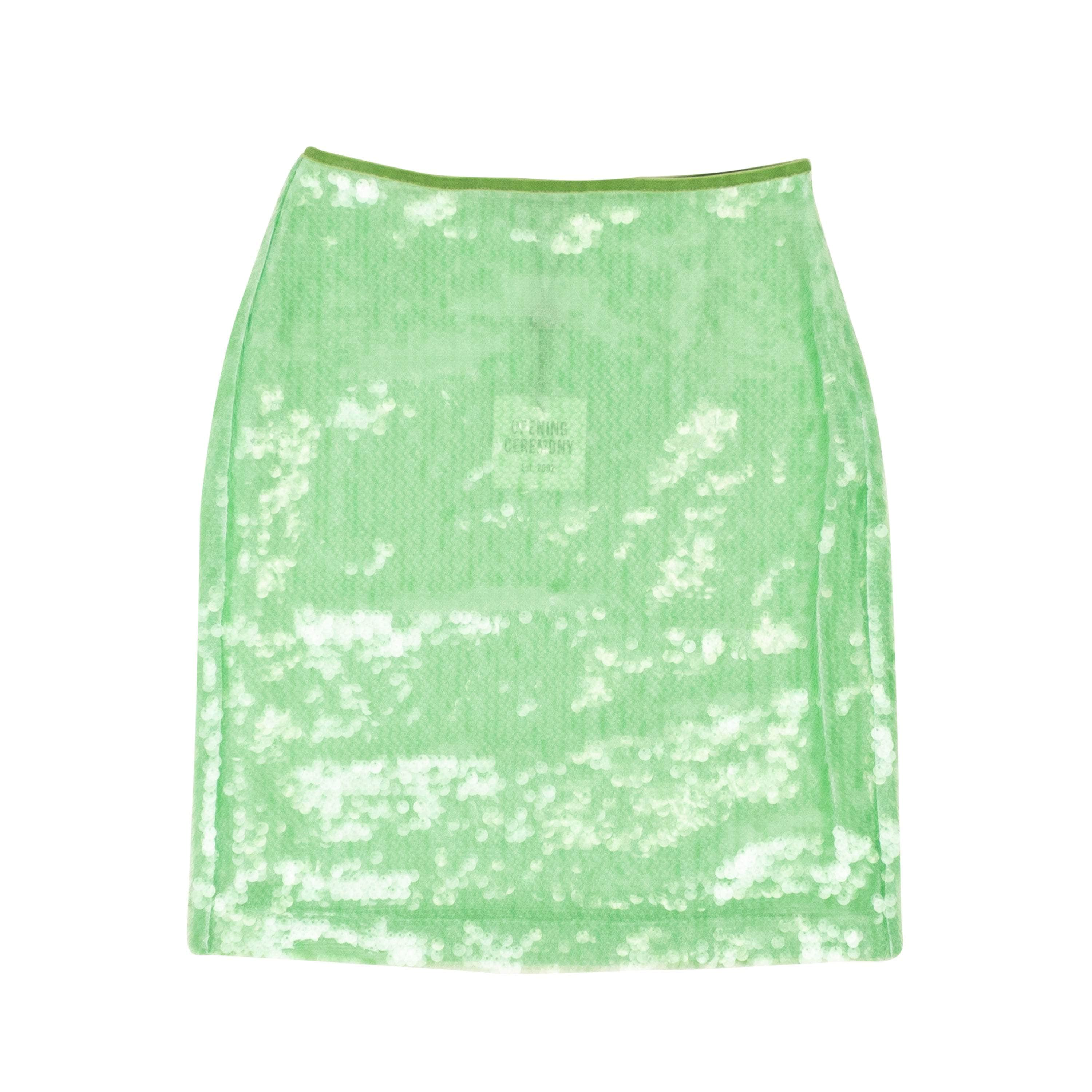 Opening Ceremony 95-OCY-0022/0 NWT OPENING CEREMONY Sage Green Polyester Paillette Mini Skirt Size 0/36 $250 95-OCY-0022/0