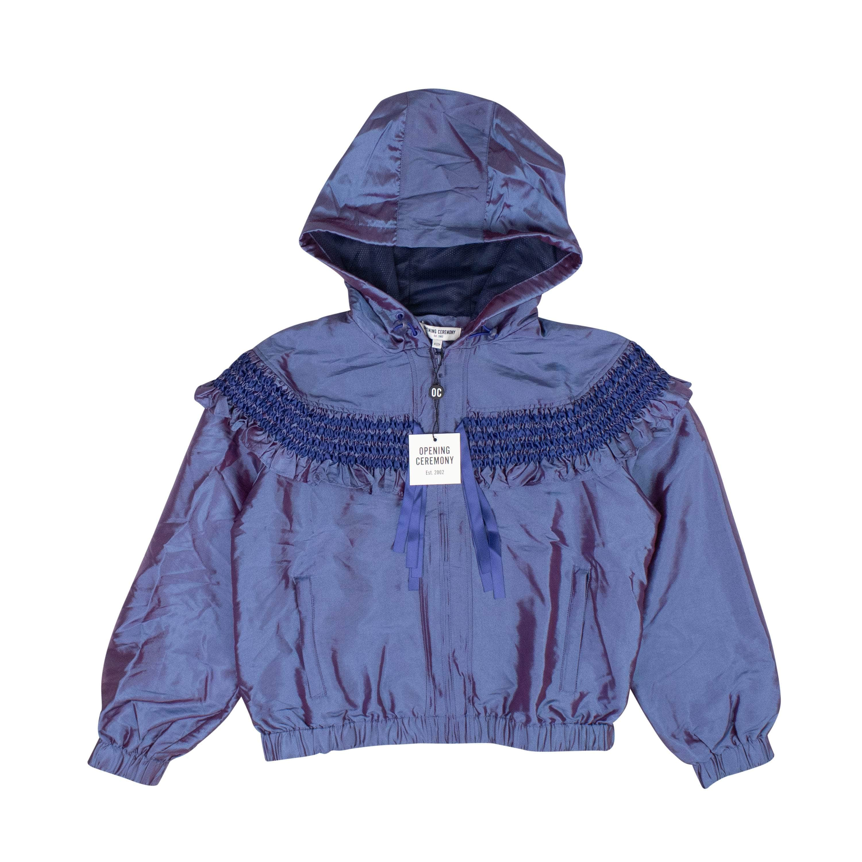 Opening Ceremony 95-OCY-0048/L NWT Opening Ceremony DIRECTOIRE BLUE SMOCKED NYLON WINDBREAKER Size L $295 95-OCY-0048/L